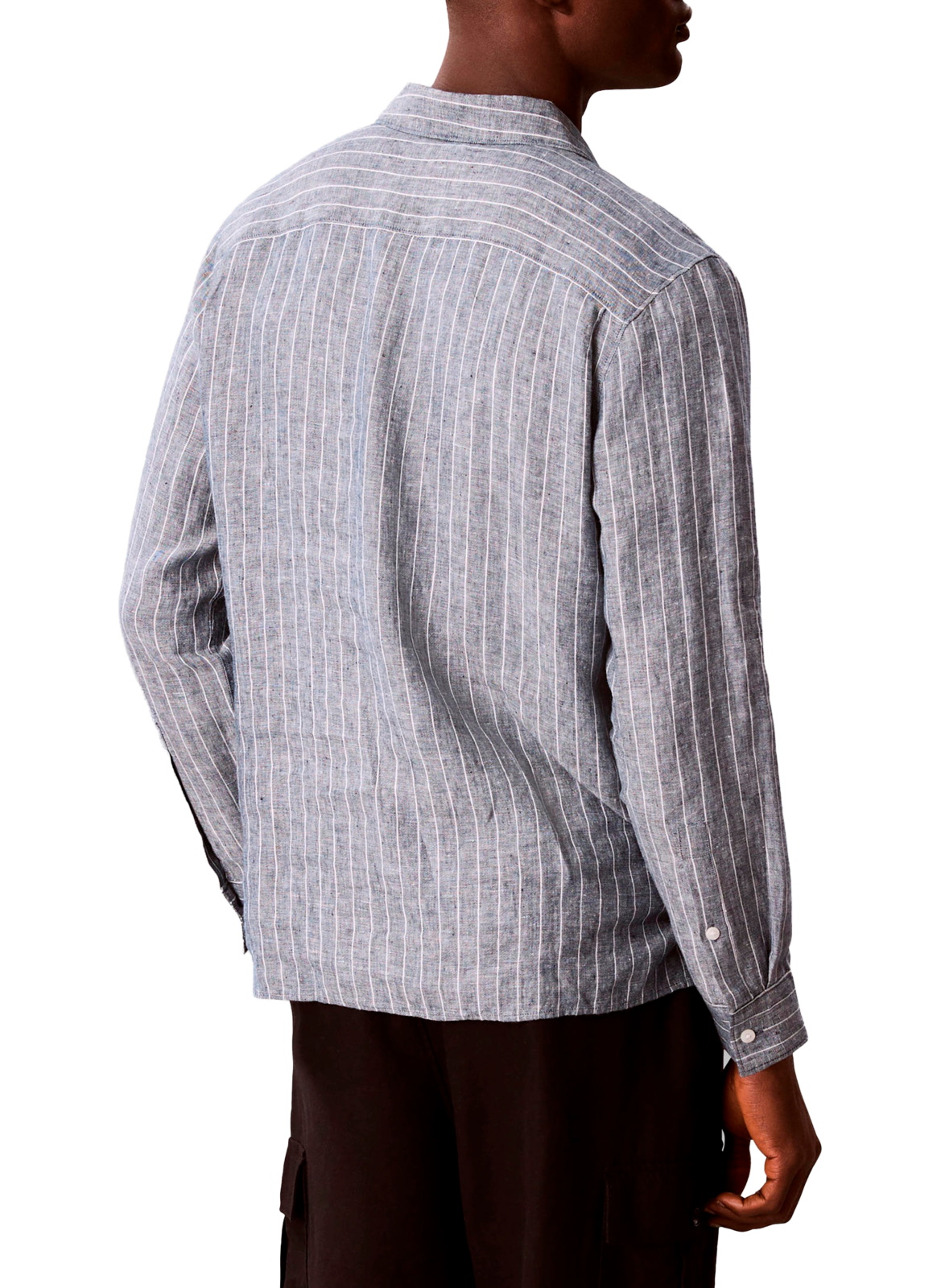 Chemise rayée droite en lin CALVIN KLEIN Bleu