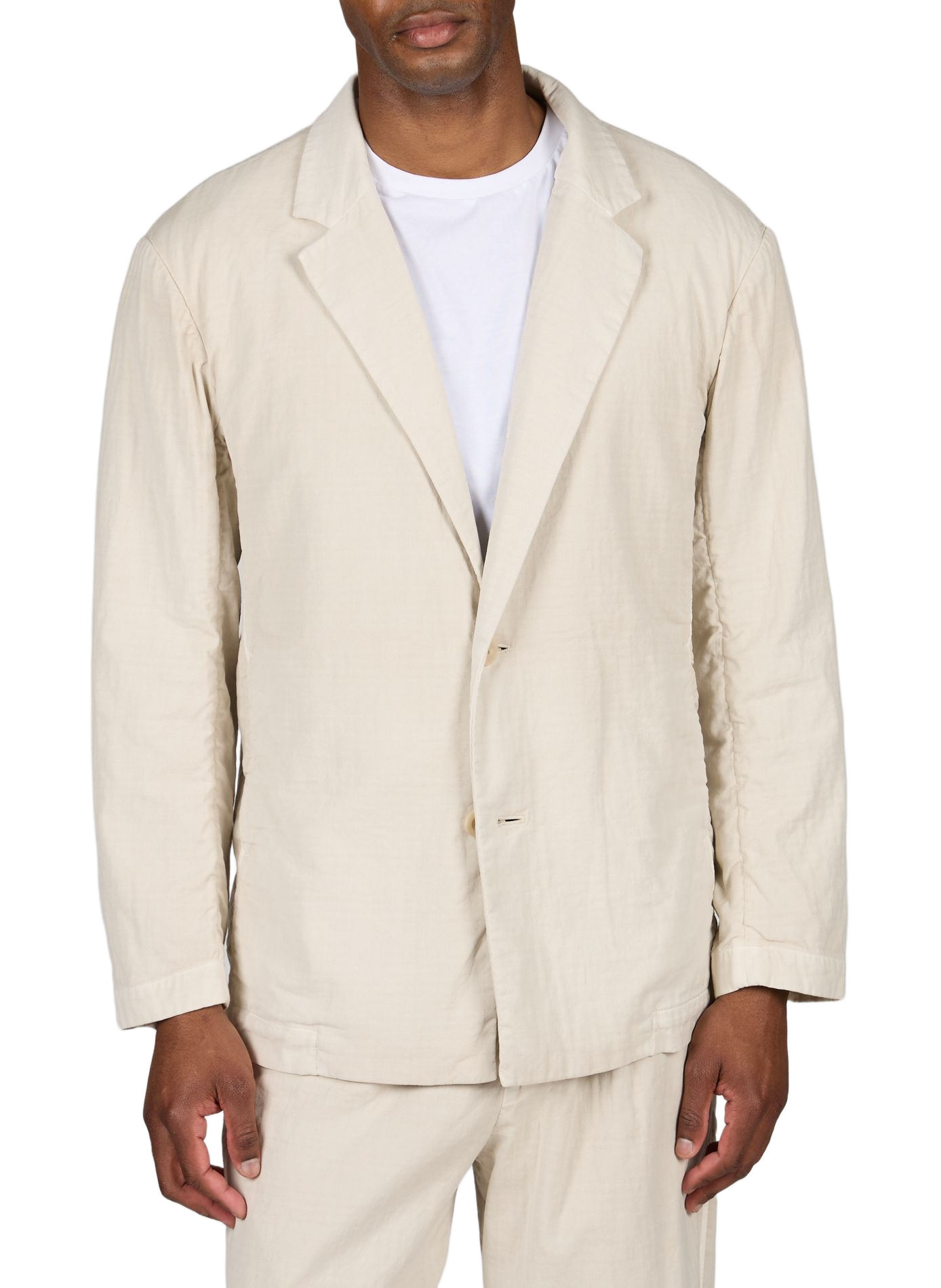 Blazer recto en algodón de doble faz Beige