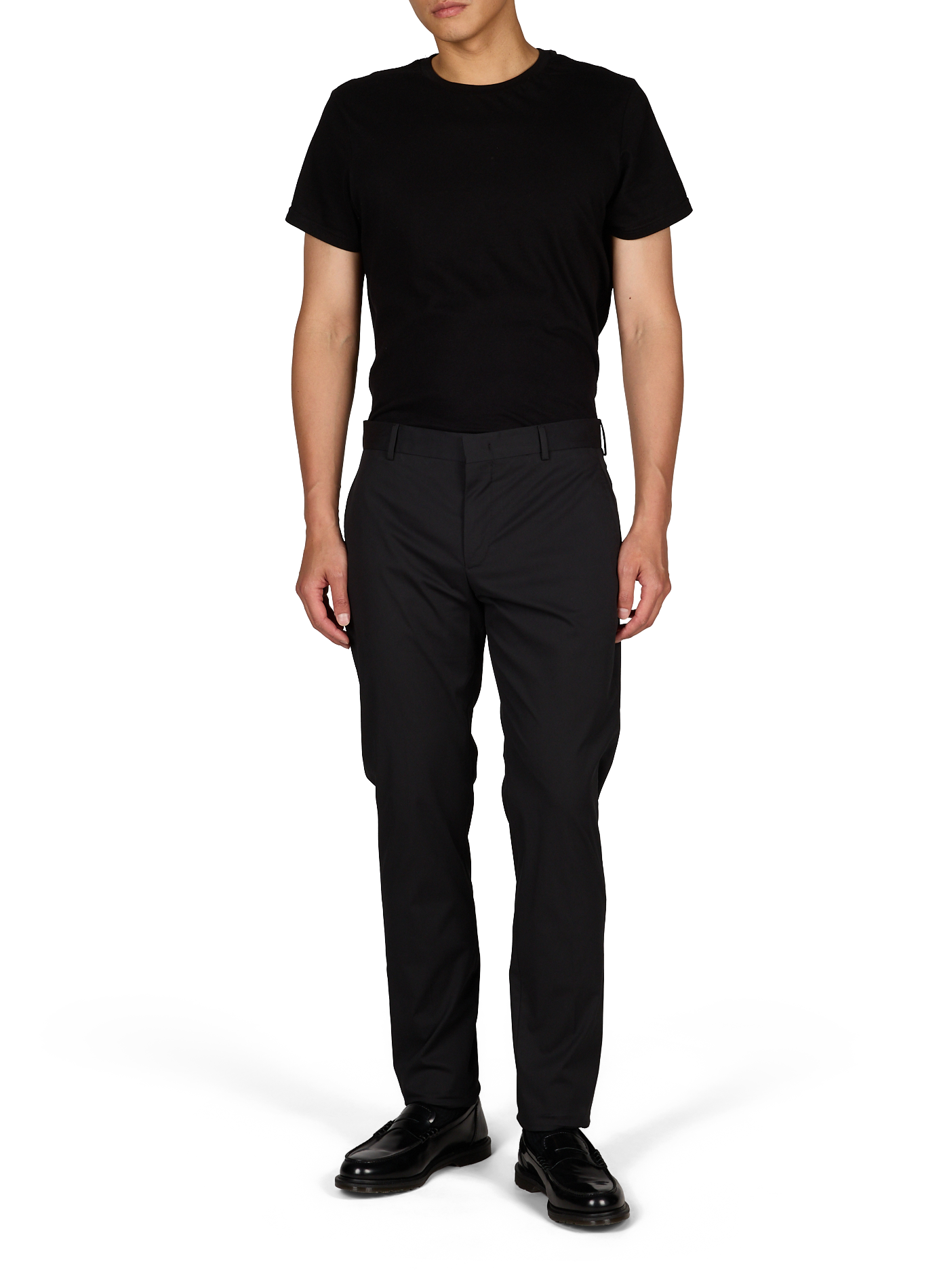 Solid color mixed cotton pants PT01 Black