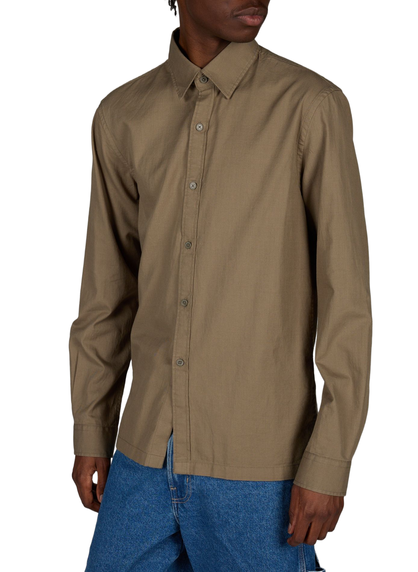 Solid color Kent cotton shirt PIERRE CARDIN Khaki