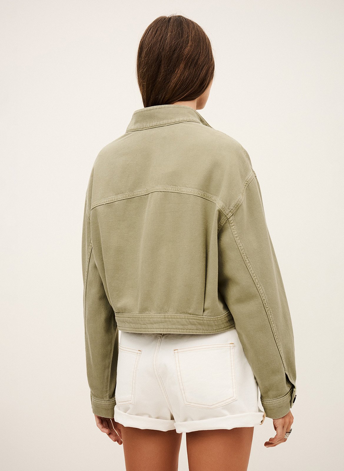 Veste courte ample en denim rallo BA&SH Vert
