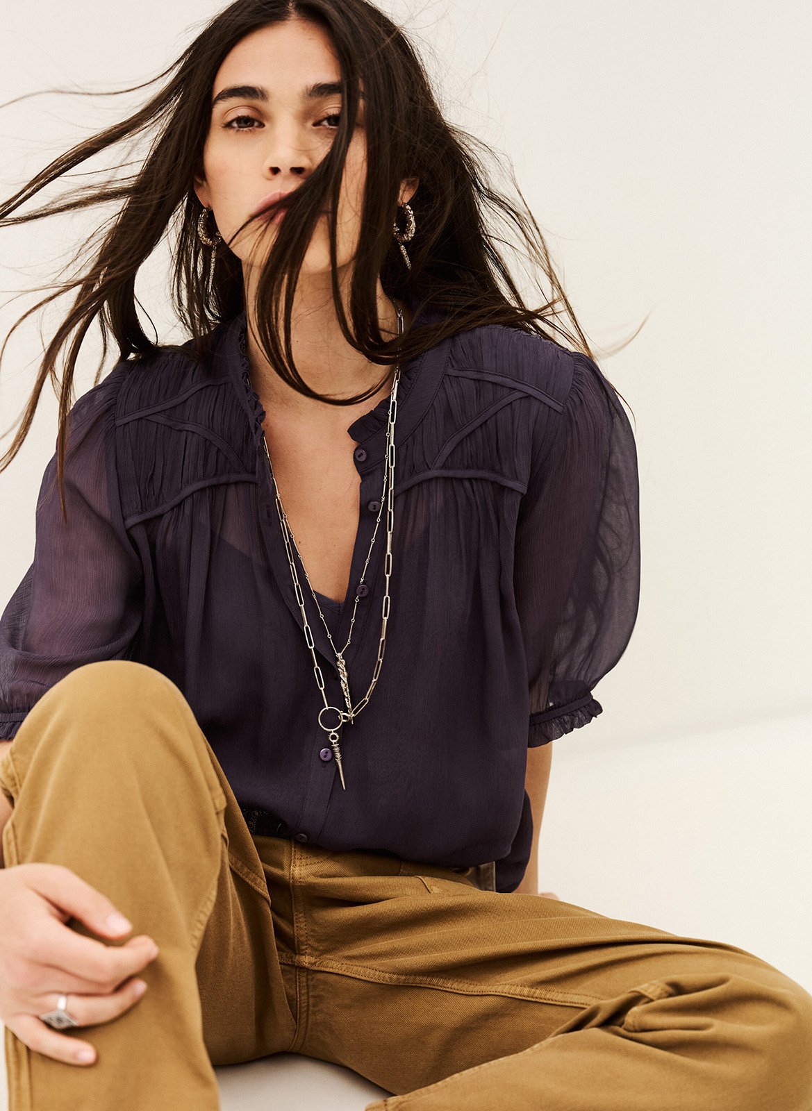 Blouse col rond olie BA&SH Violet