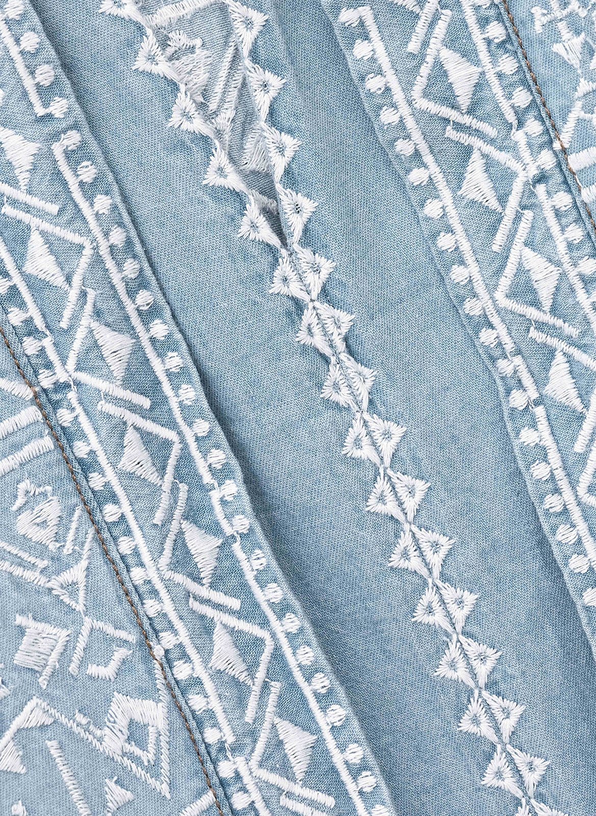 Robe courte col v en coton brodé laena BA&SH Bleu