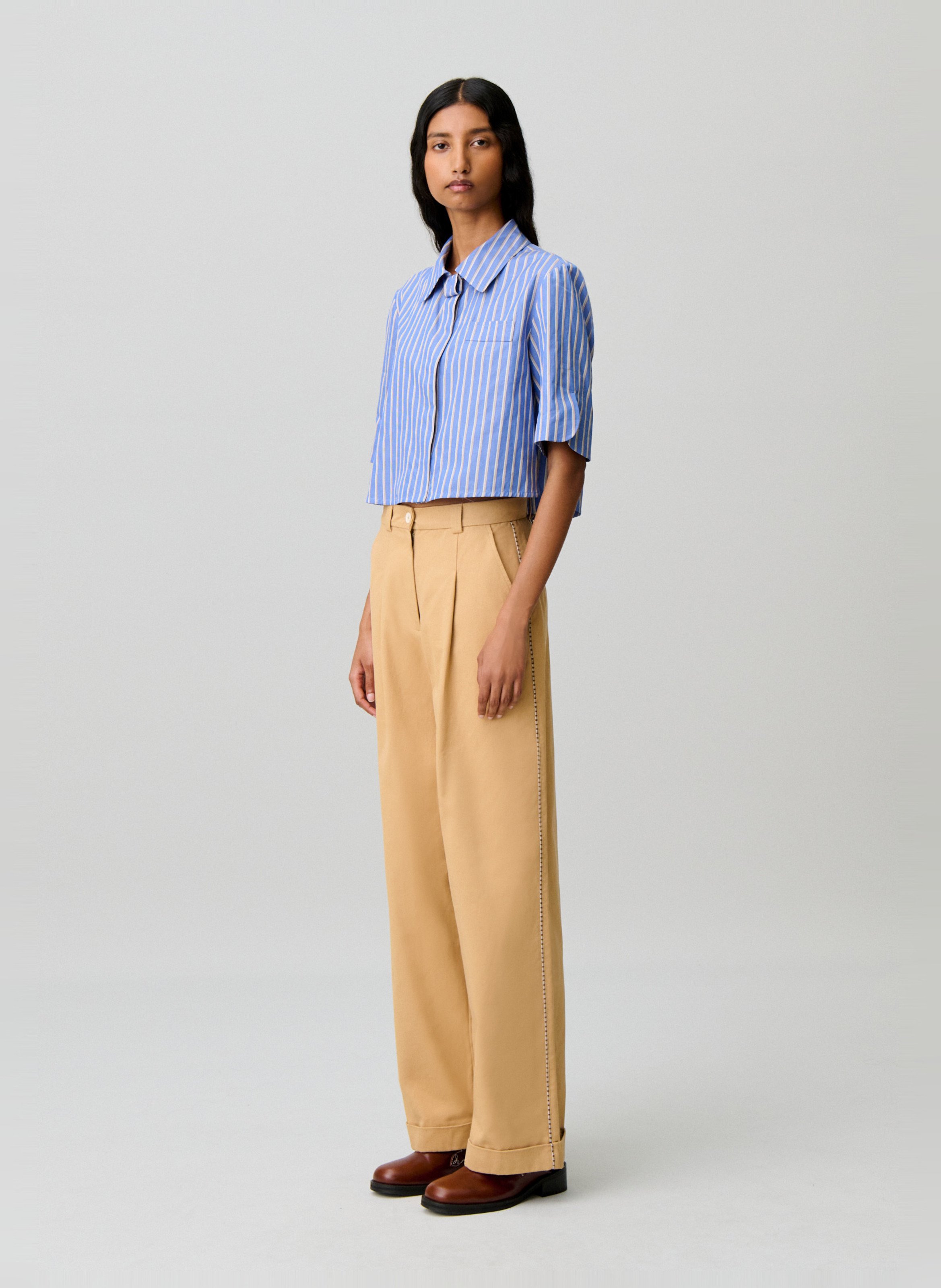 Pantalon large taille haute CLAUDIE PIERLOT Beige