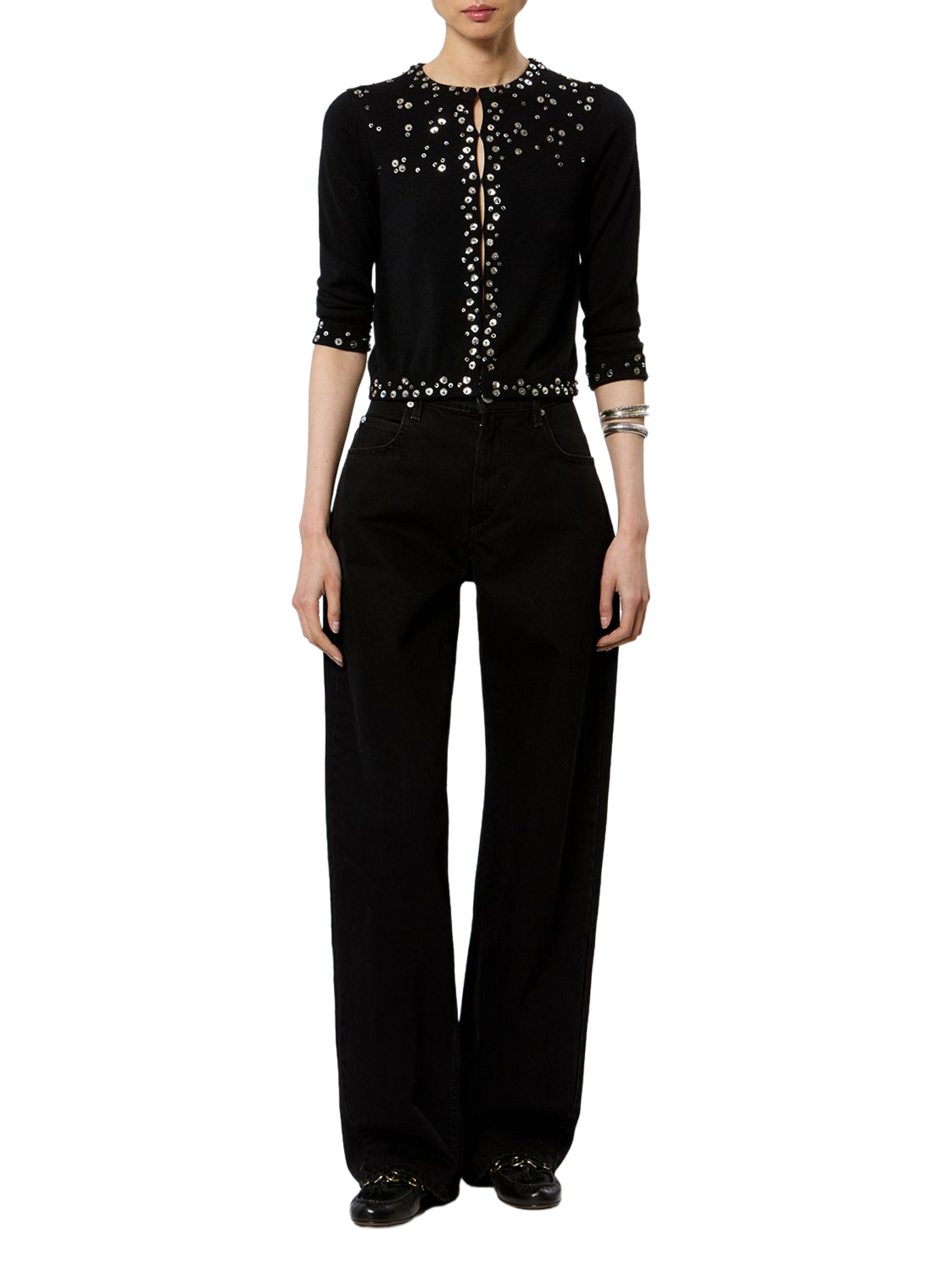 Cardigan Amaria mit Pailletten aus feiner Kaschmir- und Seidenstrickware ISABEL MARANT Schwarz