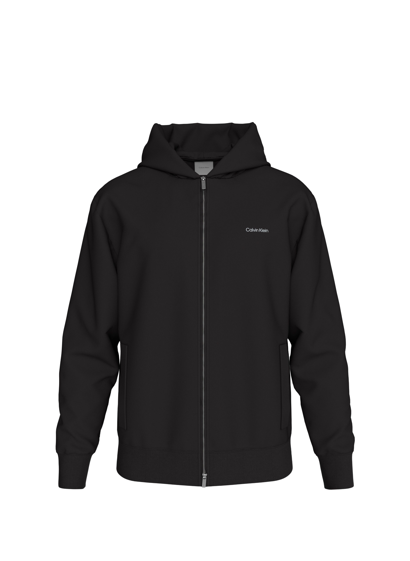 Sweat zippé à capuche avec manches longues en coton mélangé CALVIN KLEIN Noir