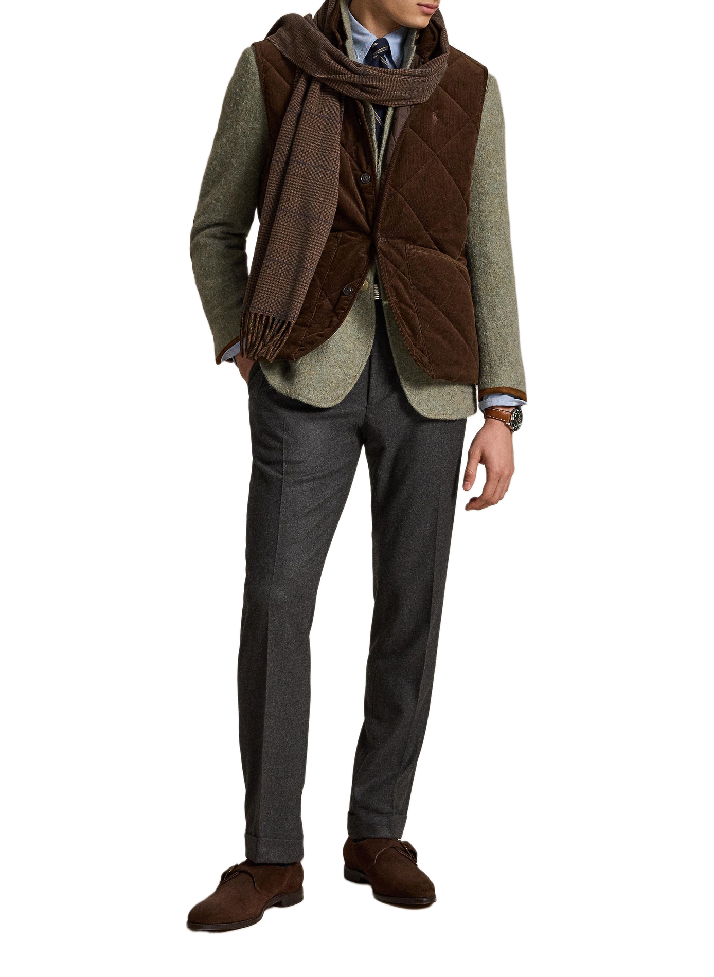 Quilted sleeveless cotton velvet vest POLO RALPH LAUREN Beige