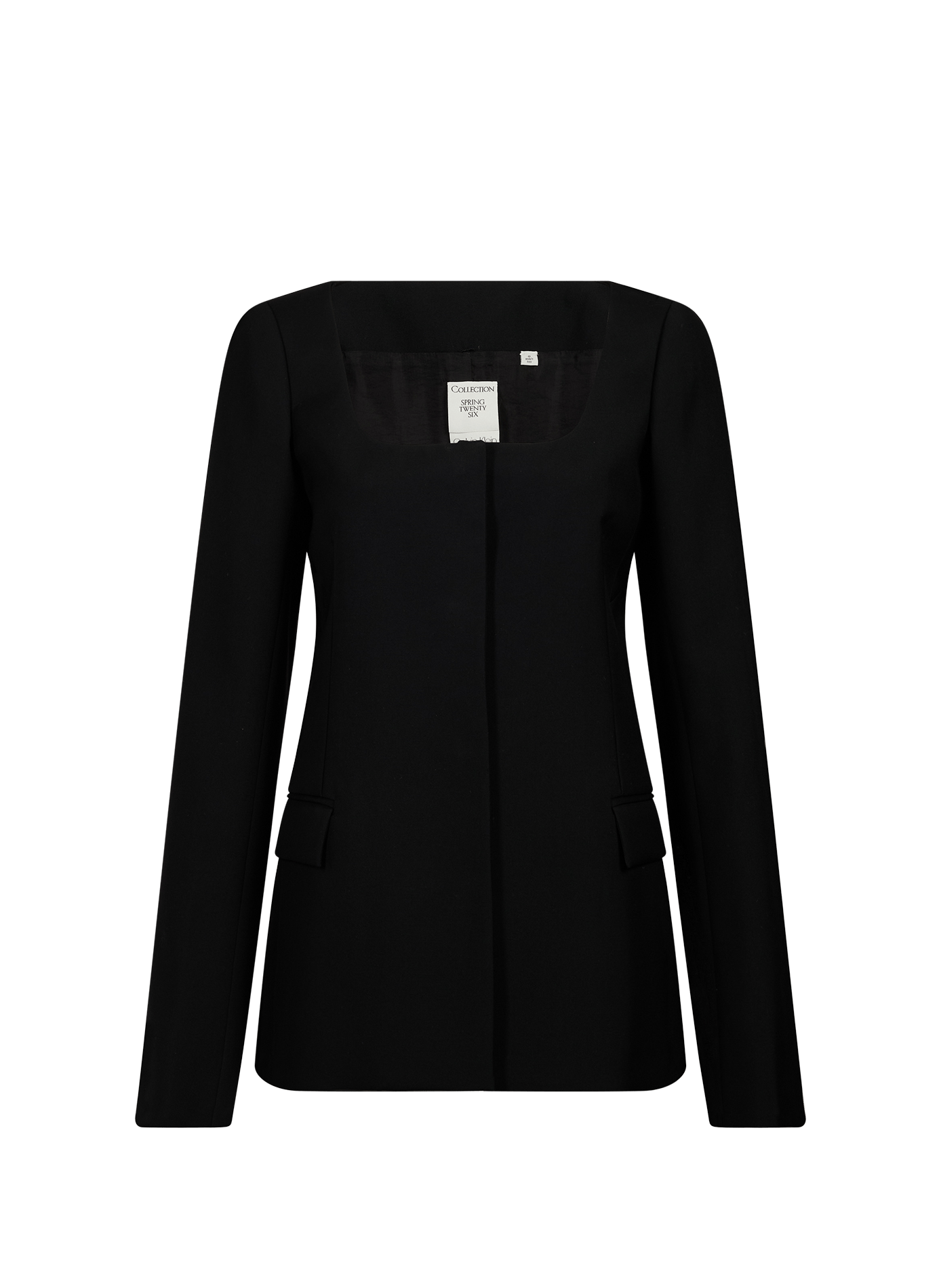 Taillierte Jacke mit quadratischem Ausschnitt aus Wolle CALVIN KLEIN COLLECTION Schwarz