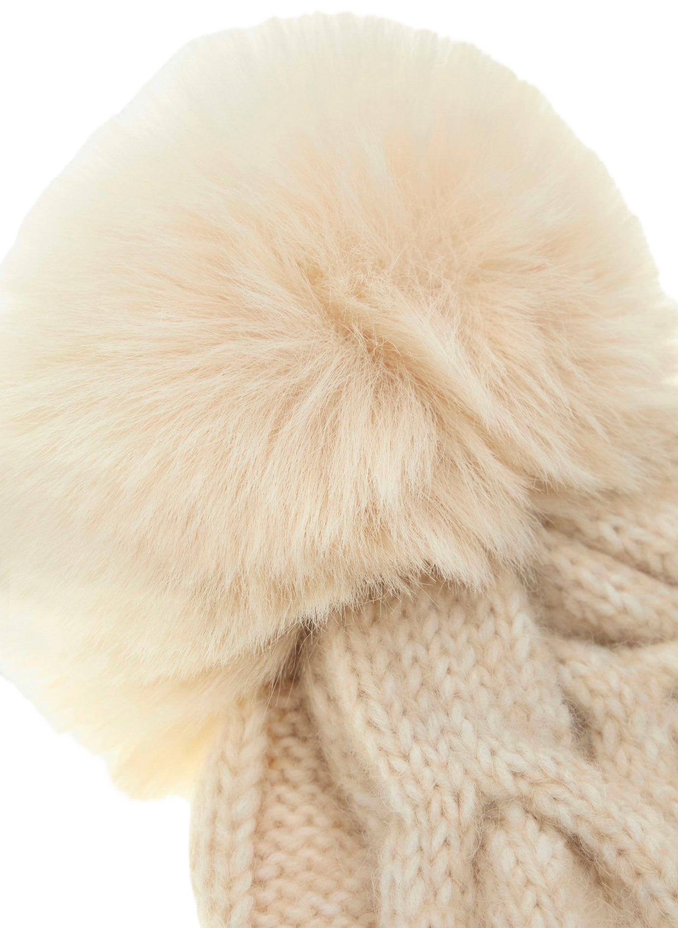 Knitted beanie with pompom GUESS White