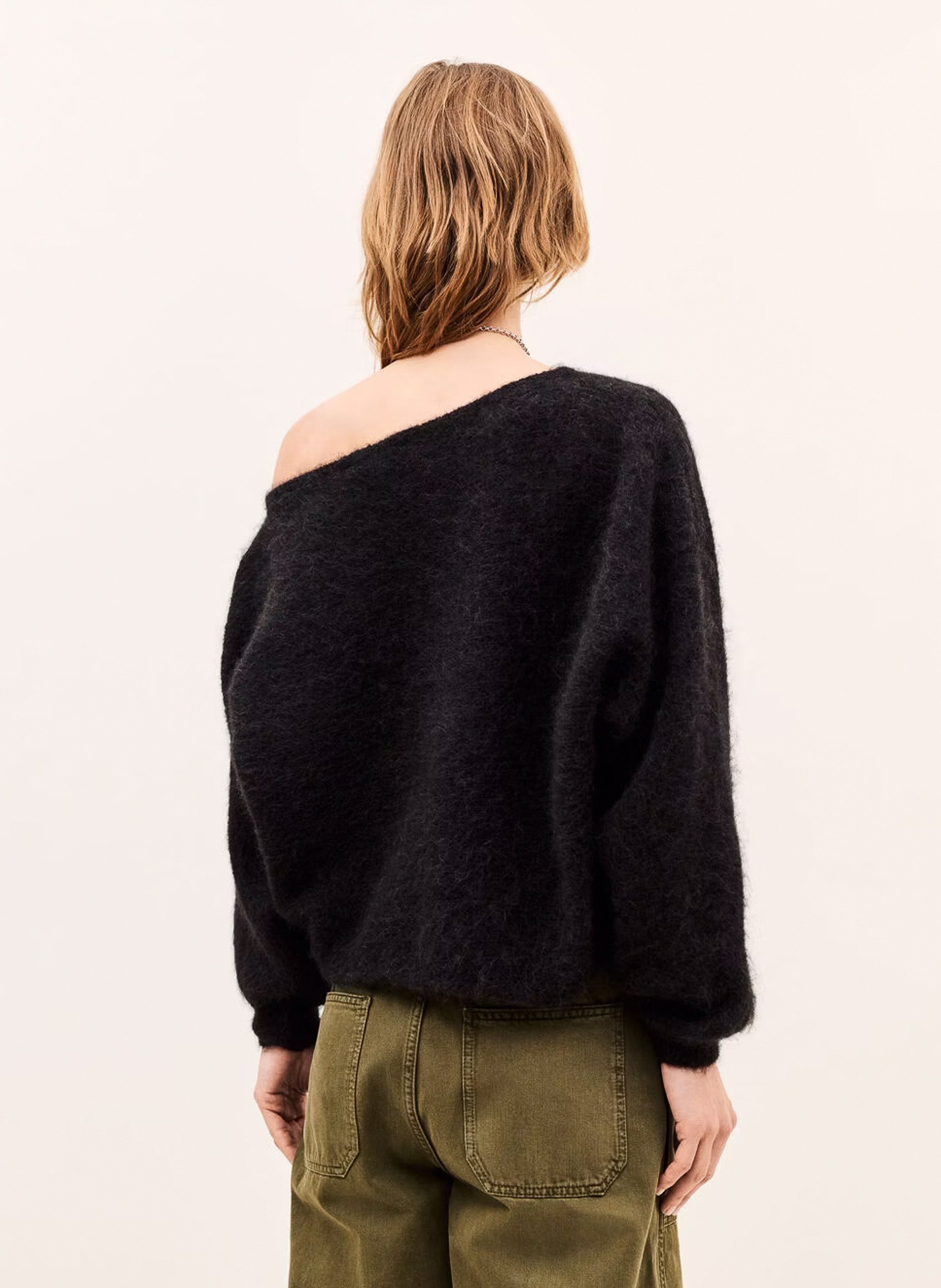 Pull ample col bateau en alpaga mélangé suela | Zwart BA&SH Dames