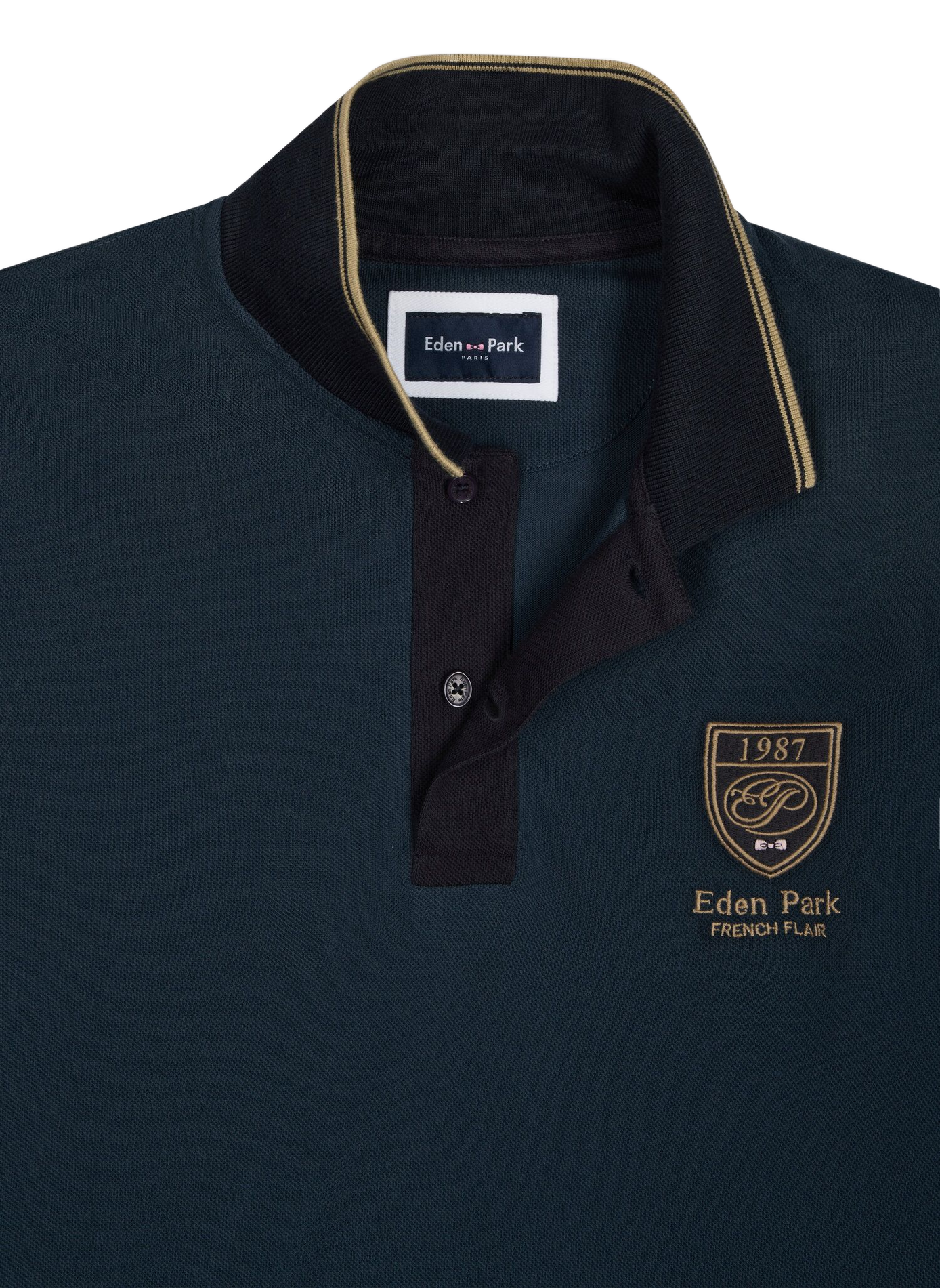 Polo droit à logo brodé en coton EDEN PARK Grey