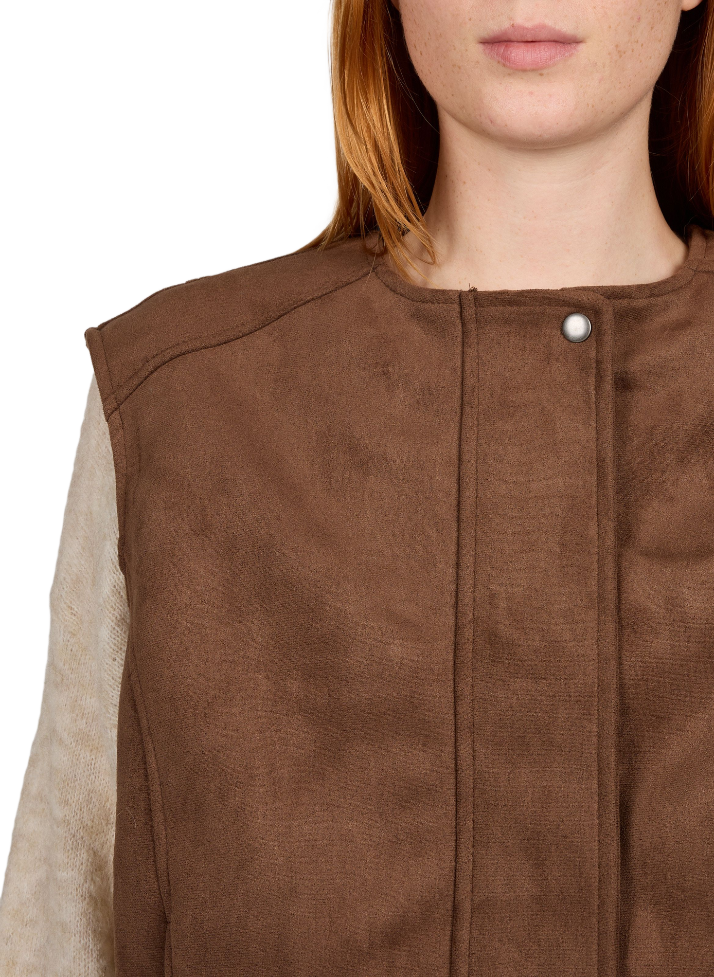 Ärmellose Jacke mit Rundhalsausschnitt OBJECT Braun