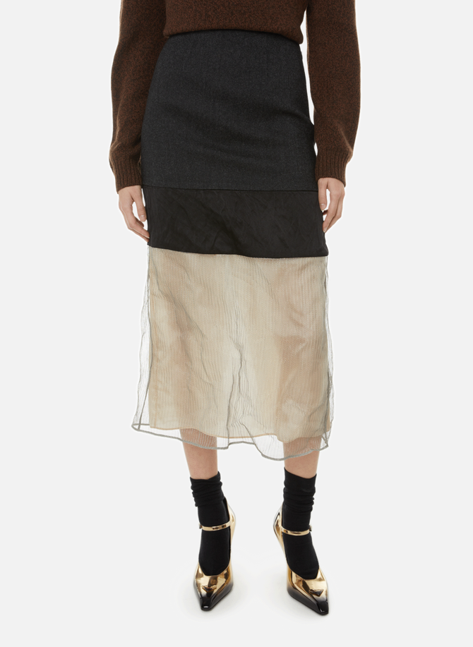 Virgin wool and metal pencil skirt PRADA