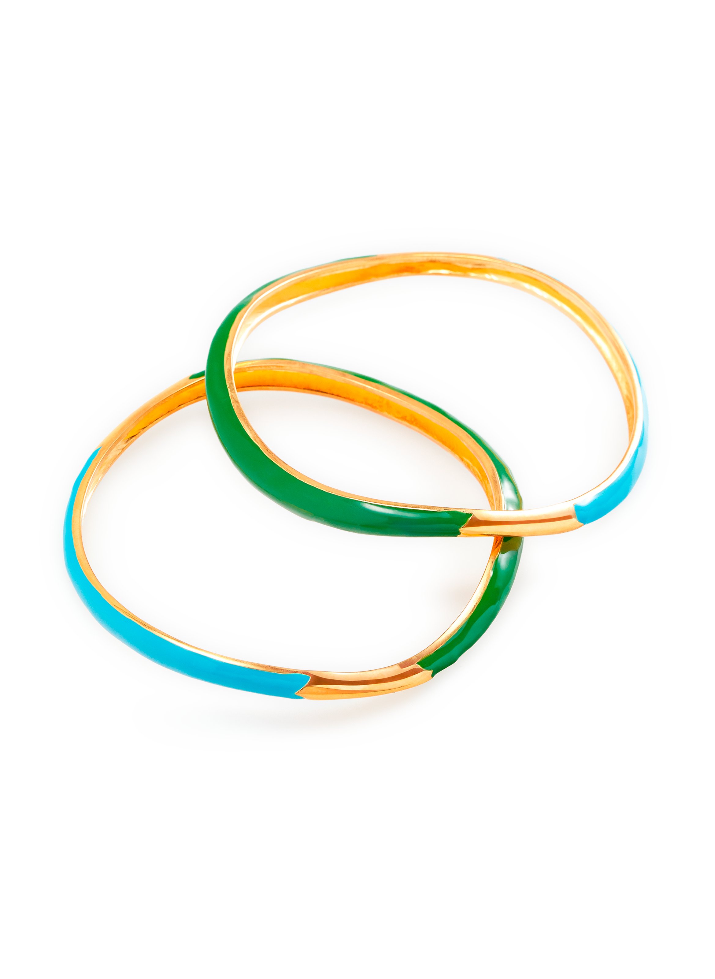 Lot de deux bracelets large Wave en laiton plaqué or