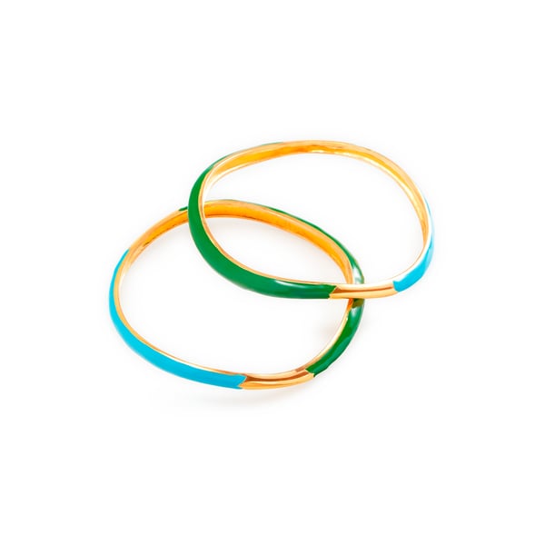 Lot de deux bracelets large Wave en laiton plaqué or