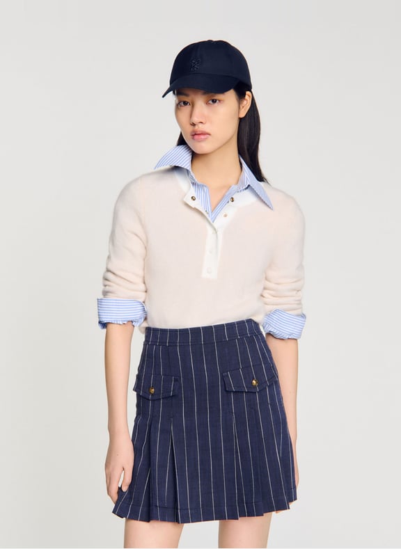 Pull droit en laine mélangée Beige by SANDRO SANDRO Pull droit en laine mélangée Beige