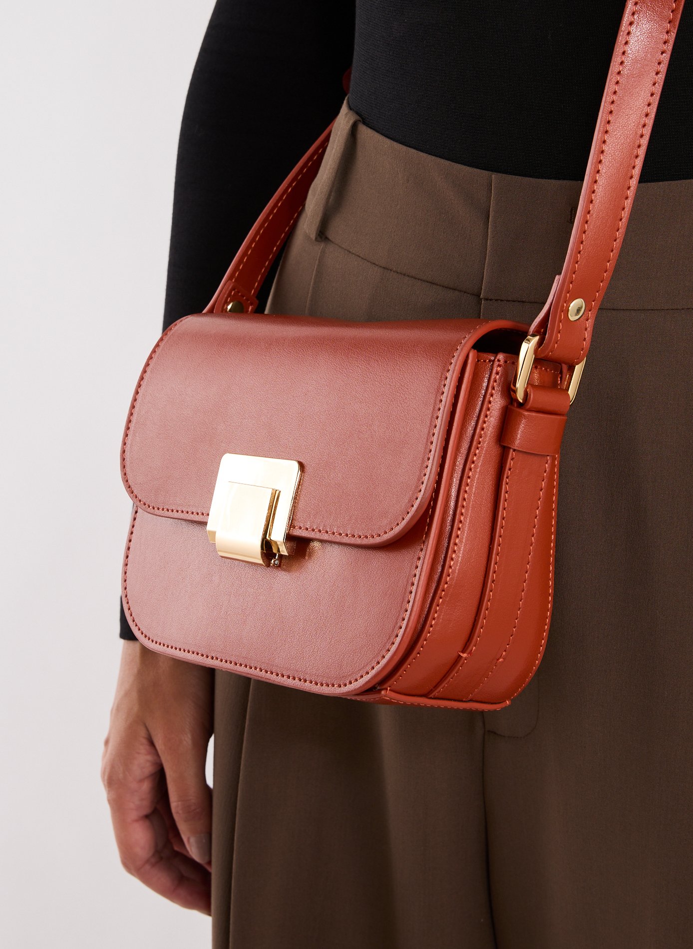 Sac bandoulière en cuir SAISON 1865 Orange