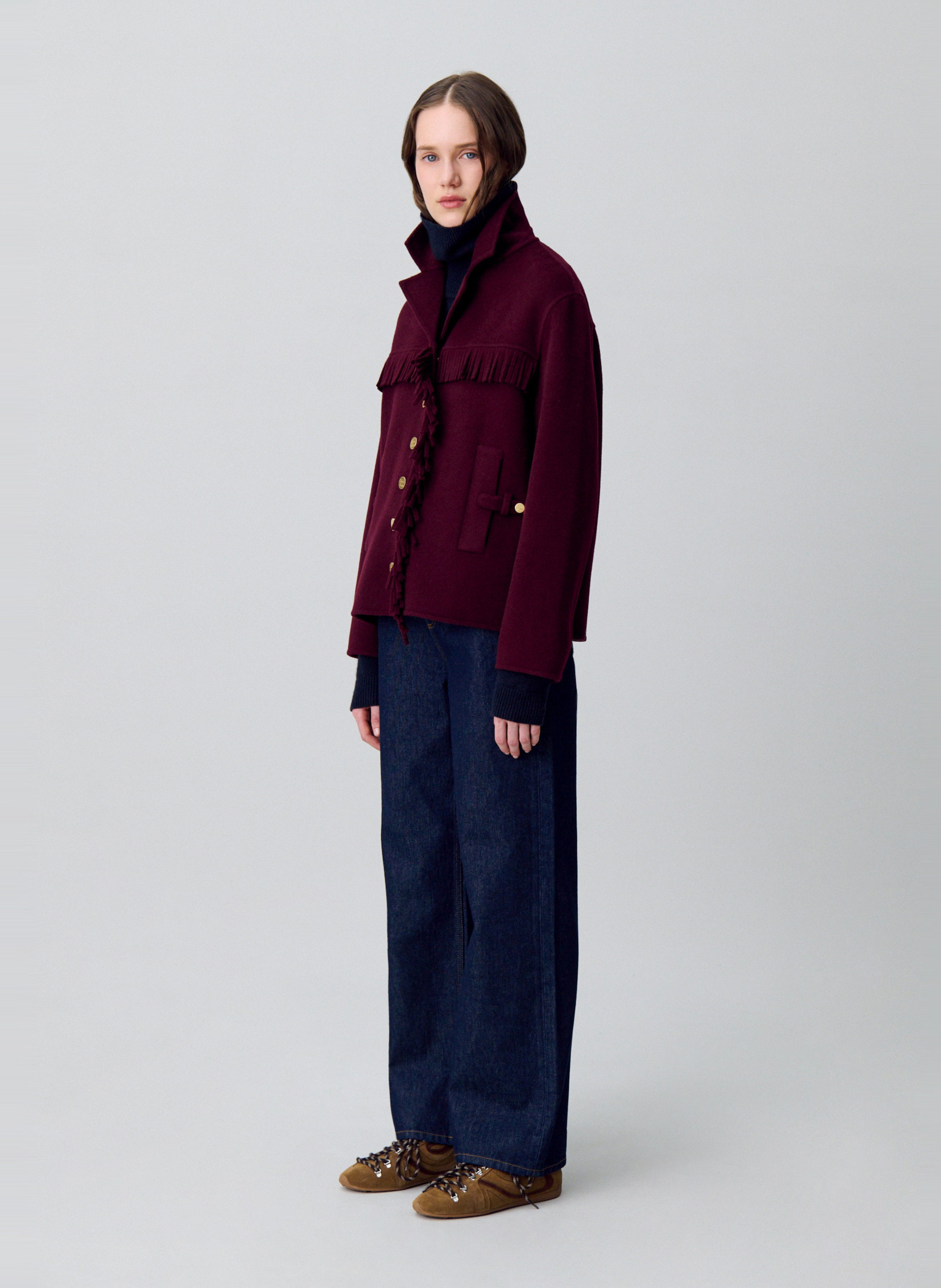 Veste col tailleur en laine mélangée gwendoline CLAUDIE PIERLOT Rouge