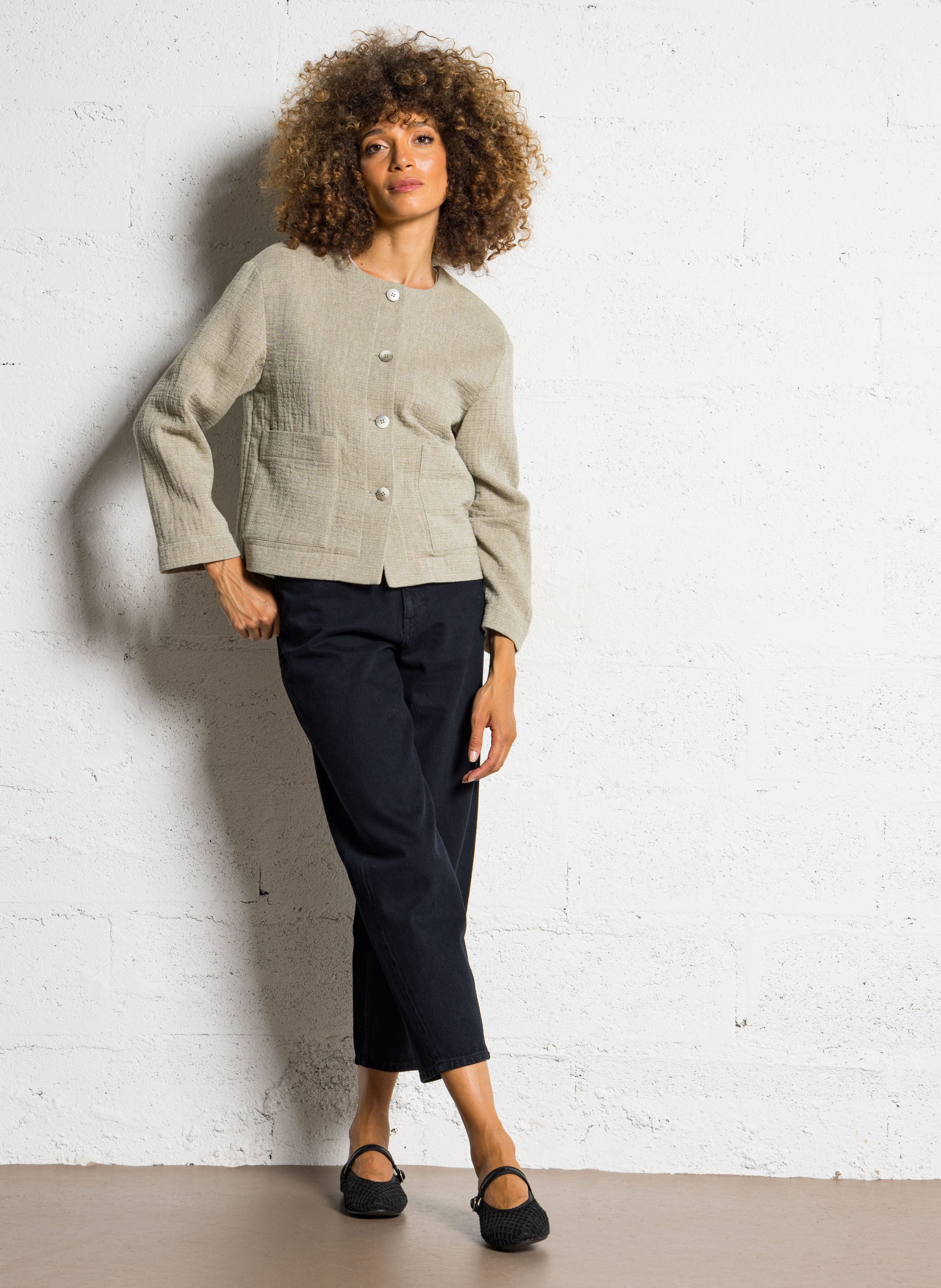 Veste courte boutonnée unie carmen MAISON 123 Vert