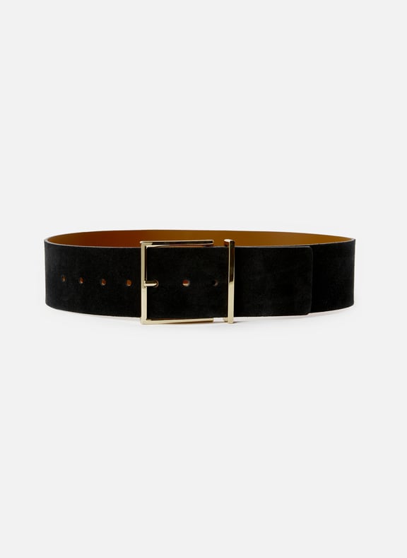 Large ceinture en cuir suédé Noir by SAISON 1865 SAISON 1865 Large ceinture en cuir suédé Noir