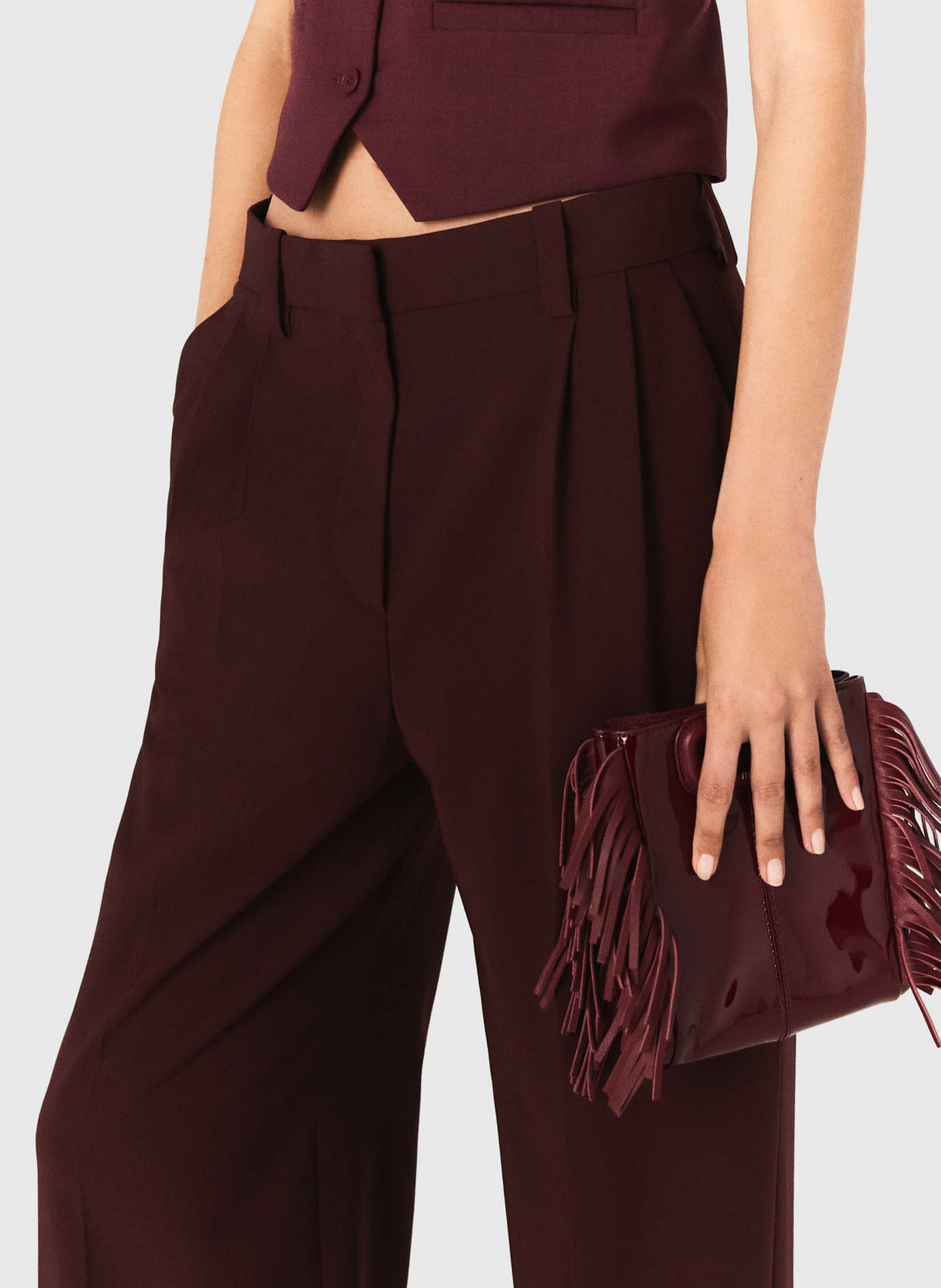 Pantalon large en laine mélangée MAJE Rouge