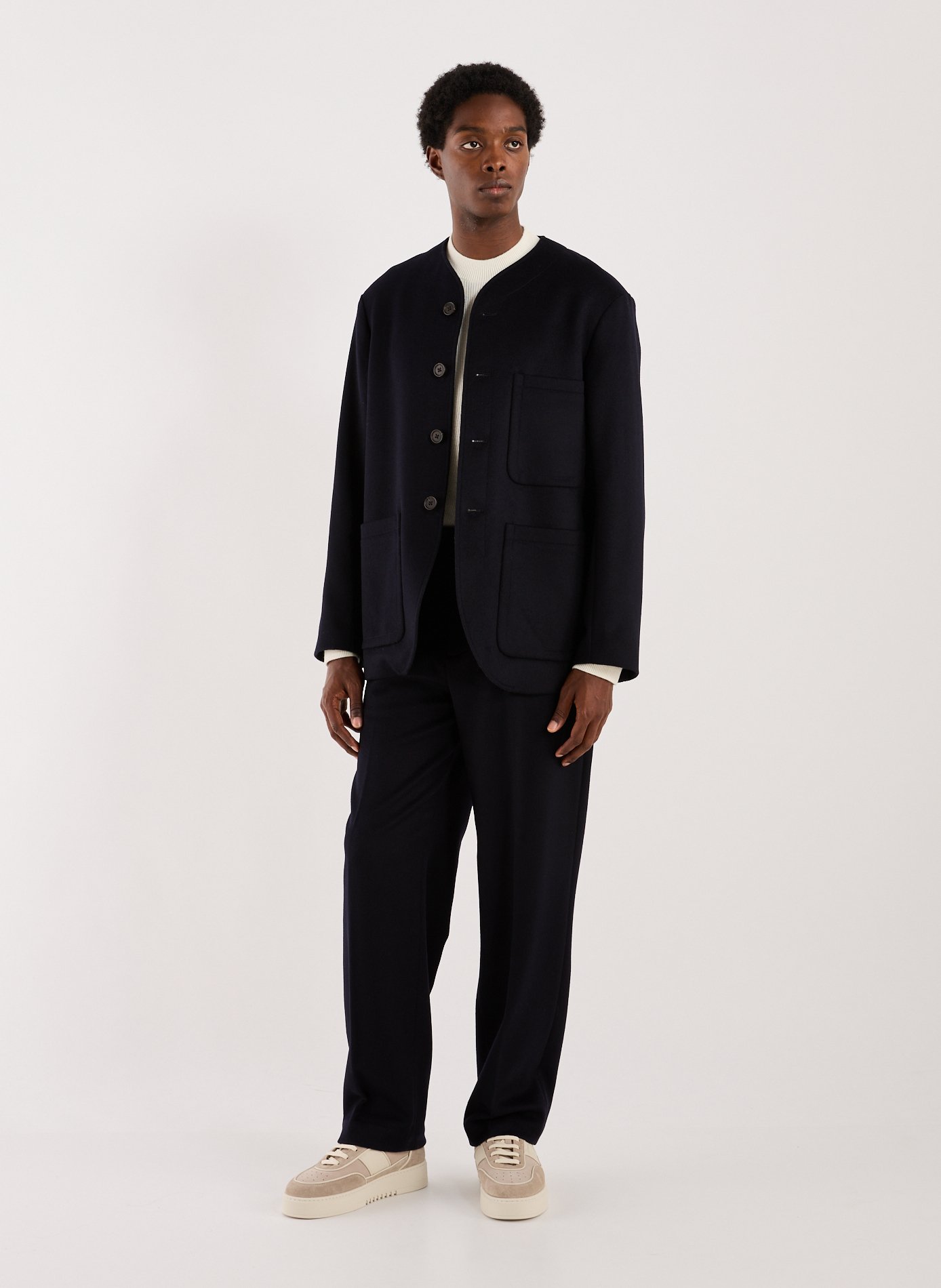 Straight trousers in mixed wool and cashmere EMPORIO ARMANI Blue