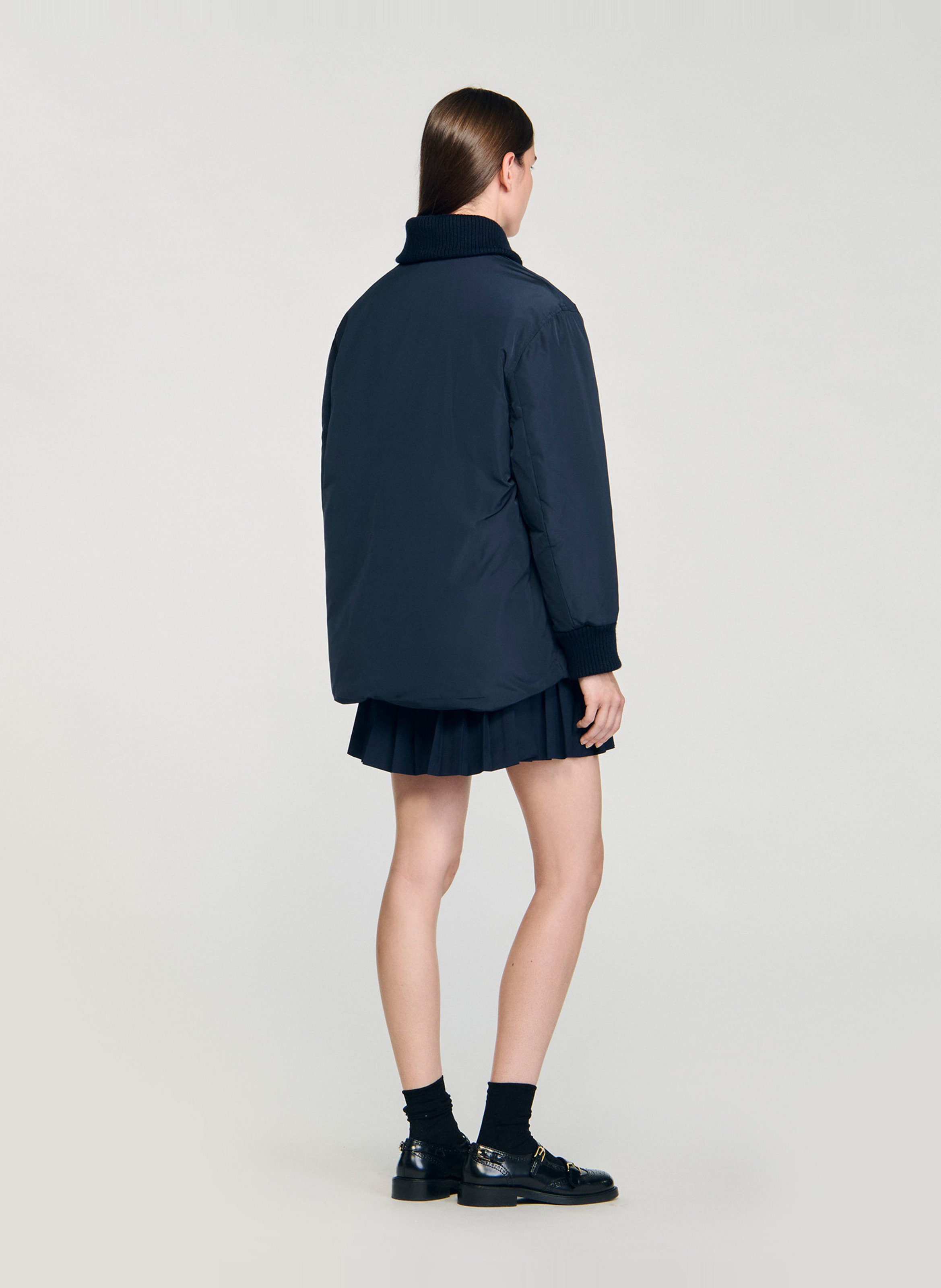 Veste droite col teddy SANDRO Bleu