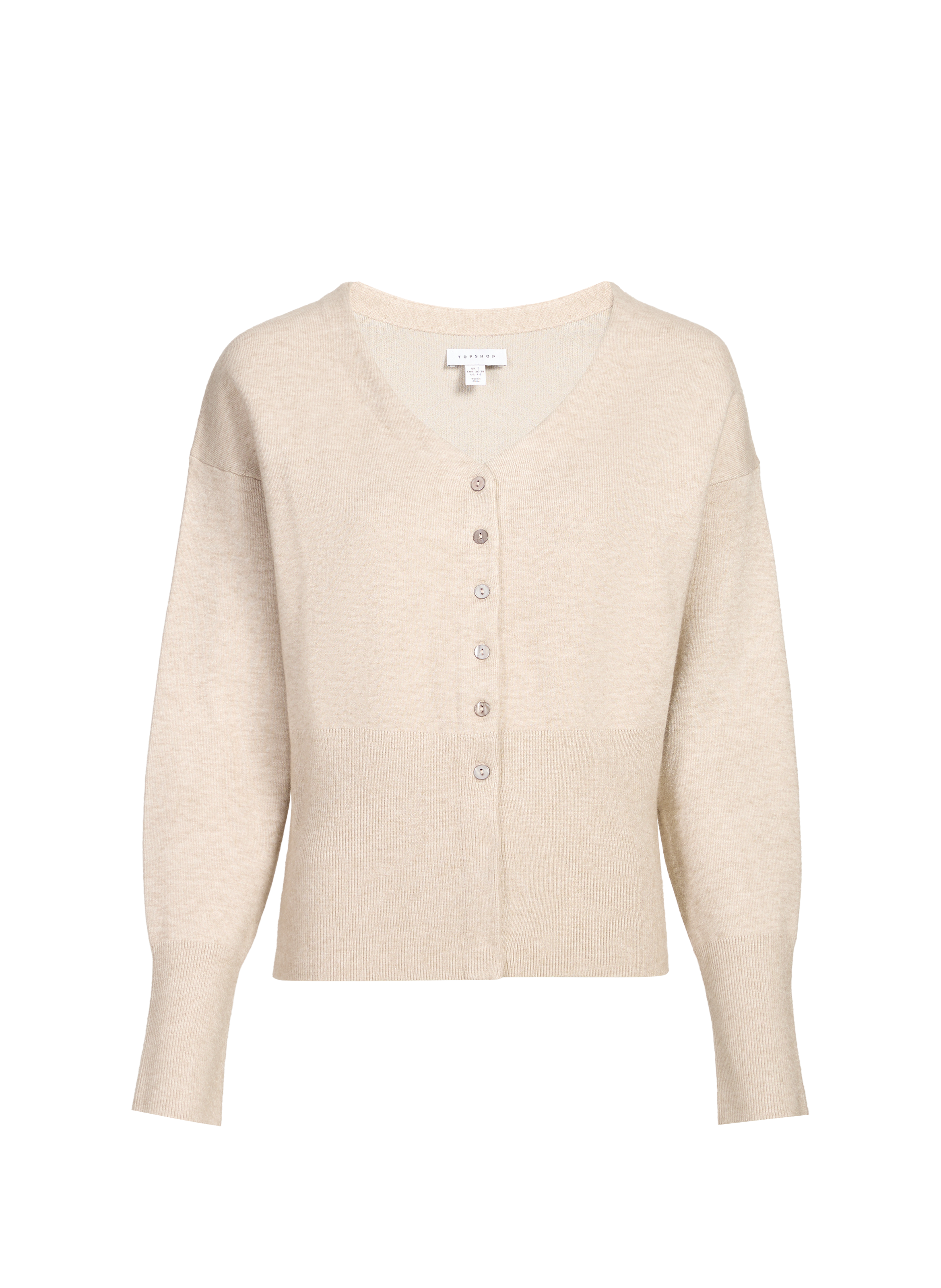Cardigan cintré encolure V TOPSHOP Beige