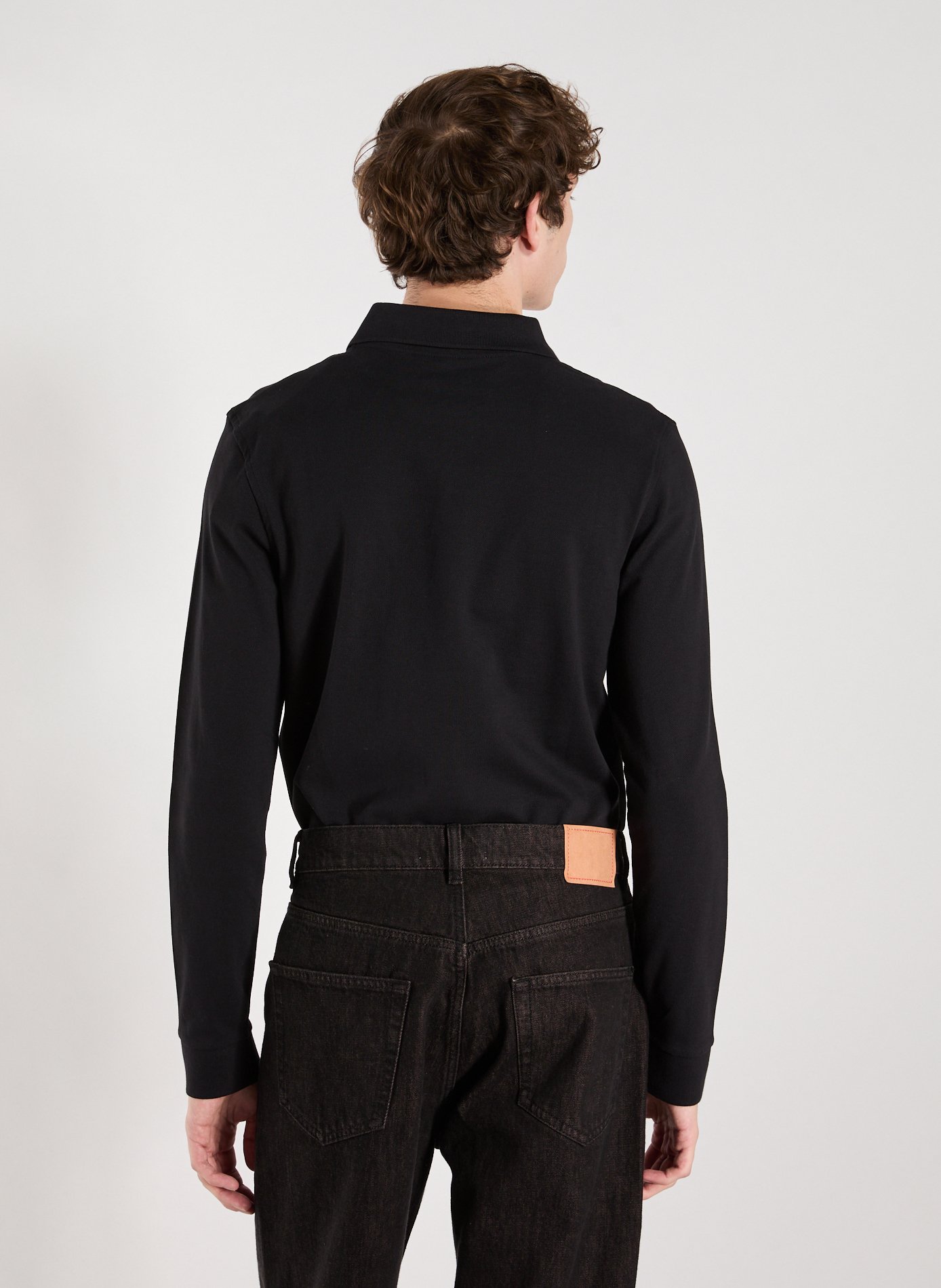 Long-sleeved cotton polo shirt TIMBERLAND Black