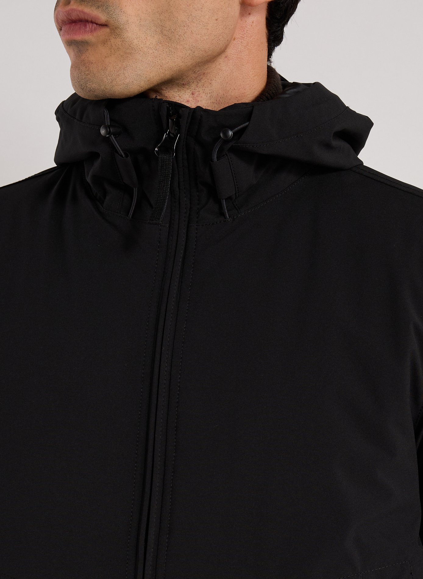 Straight-fit jacket with hood  STONE ISLAND Black