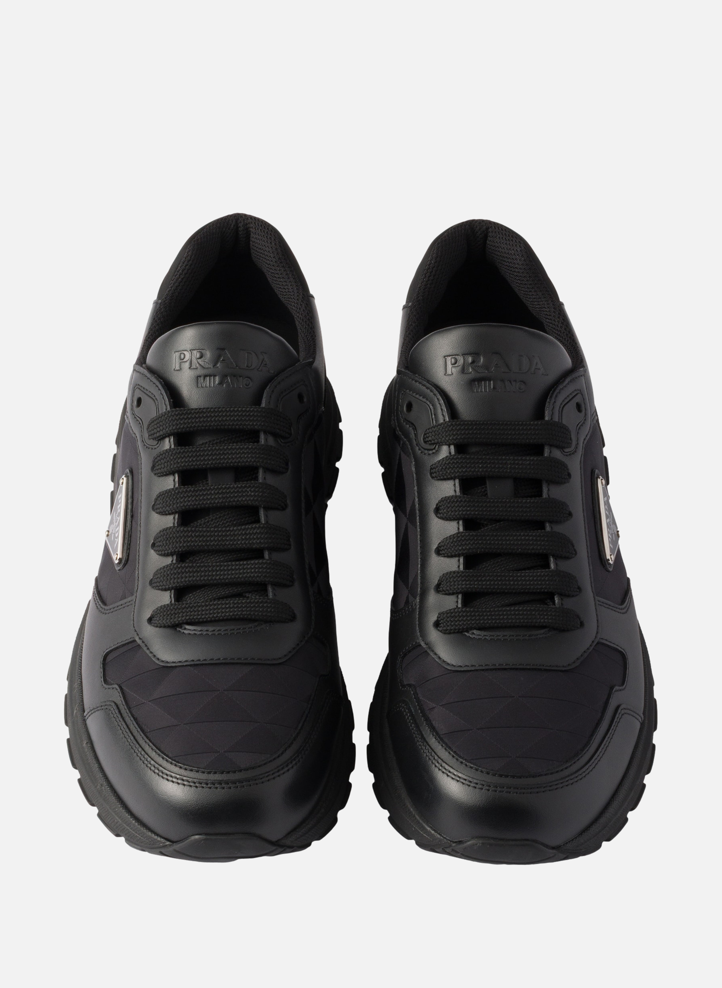 Baskets prax 2.0 en cuir et re-nylon PRADA Noir