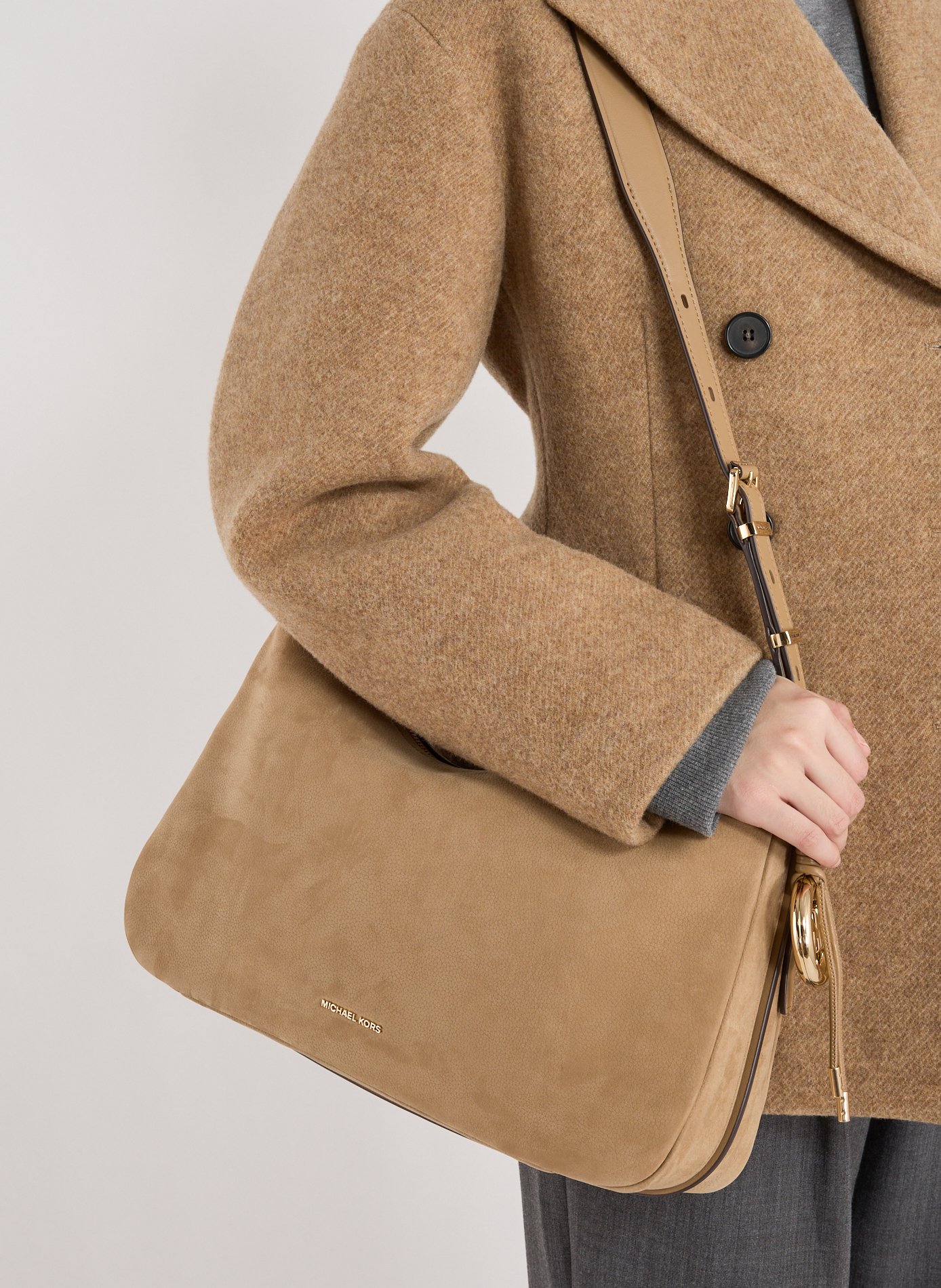 Sac porté épaule convertible Nolita en cuir nubuck MICHAEL KORS Marron