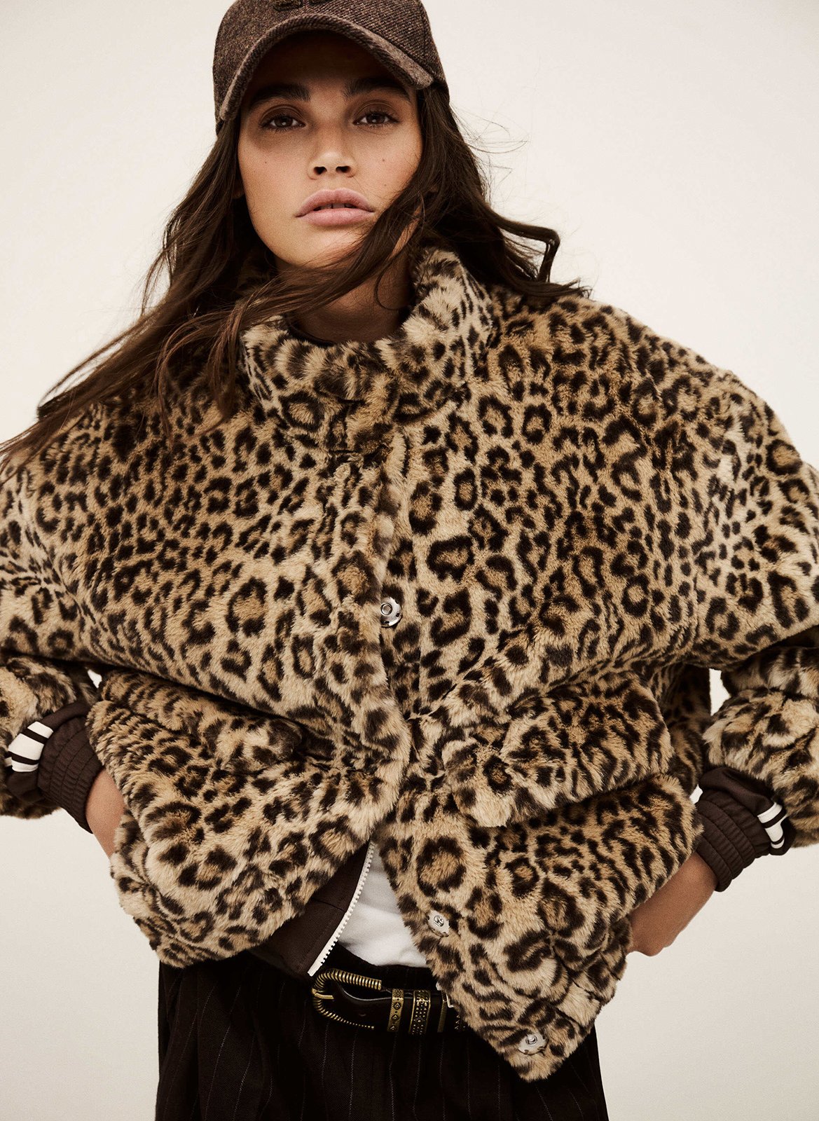 Veste oversize col montant imprimée jaros BA&SH Beige