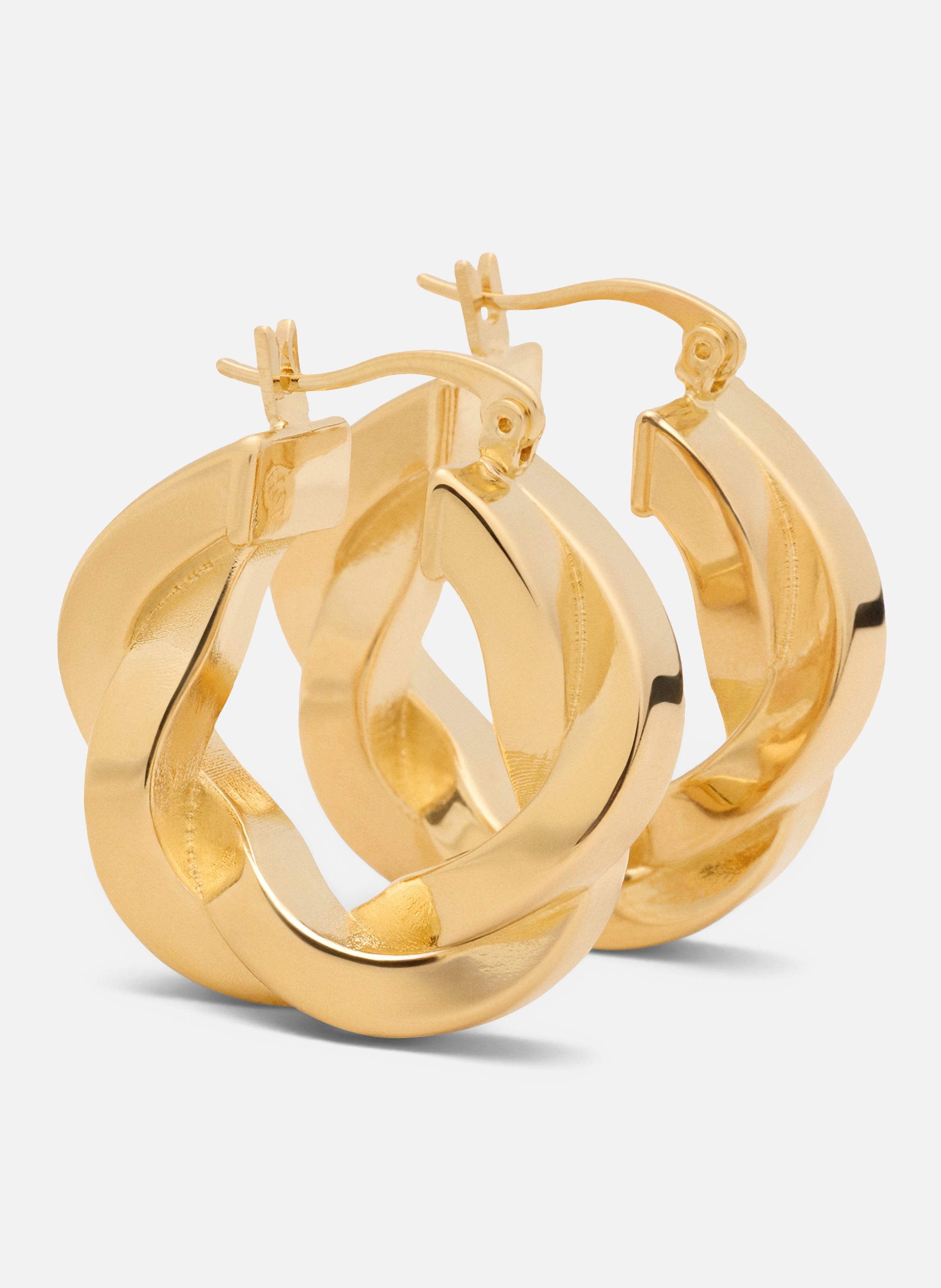 Boucles d'oreilles tresse dorées unisexes en laiton JauneAMI PARIS