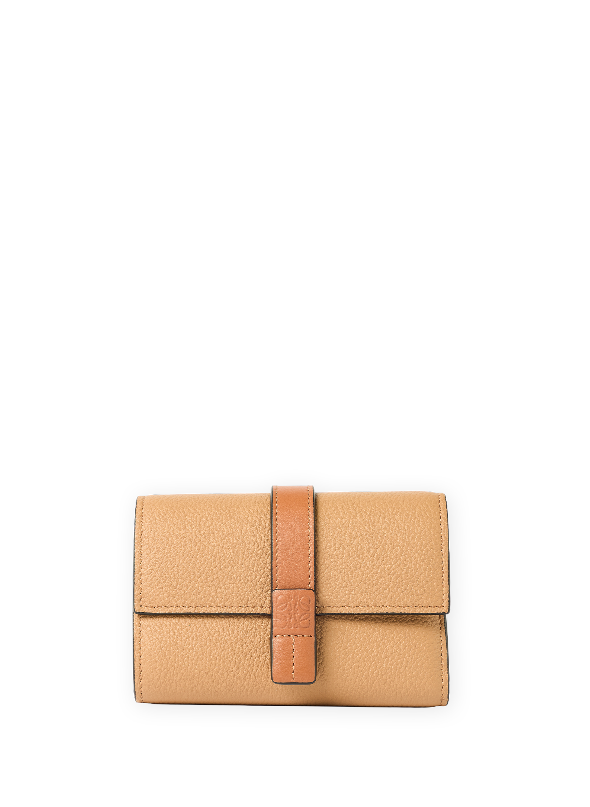 Petit portefeuille vertical en cuir de veau souple grainé LOEWE Marron