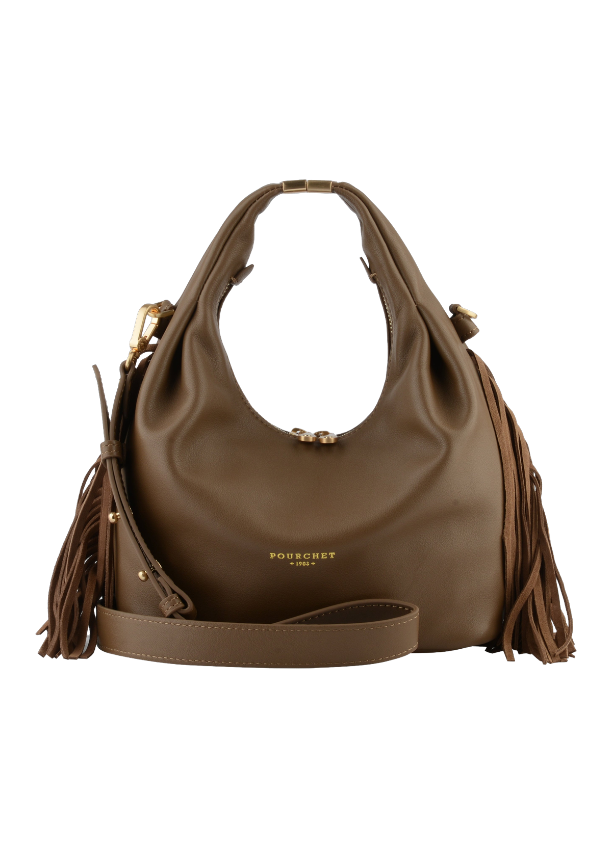 Arche à franges | sac porté main pm POURCHET Gris