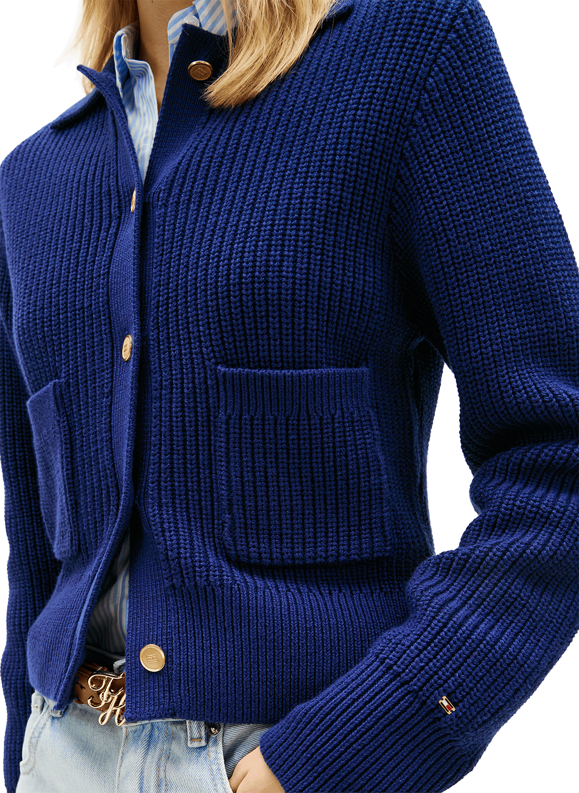 Ribbed cotton cardigan TOMMY HILFIGER Blue