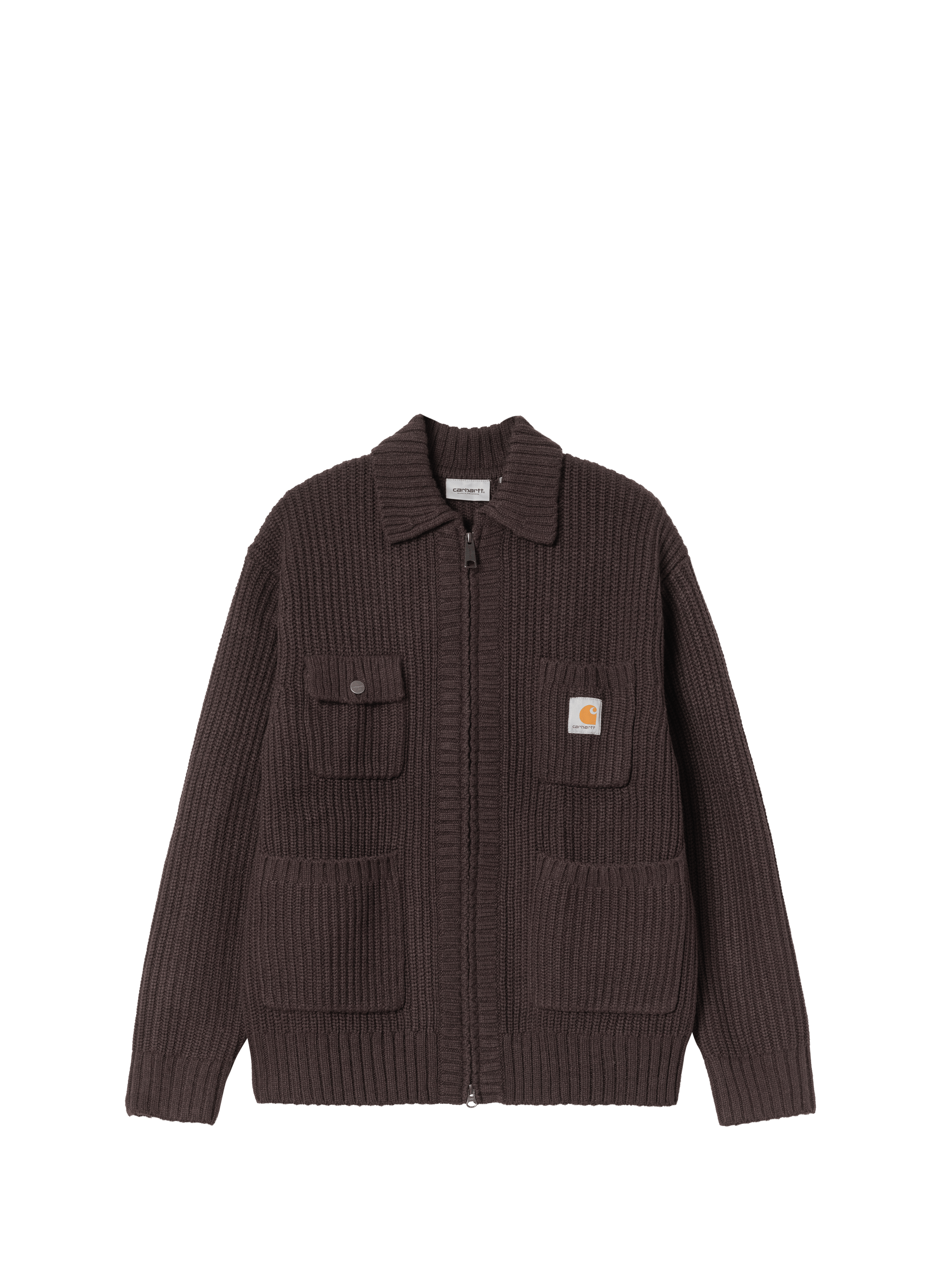 Zip-up classic collar sweater CARHARTT WIP Brown