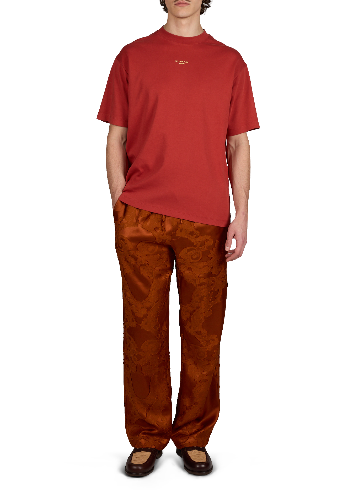 Classic straight fit T-shirt in cotton DROLE DE MONSIEUR Red