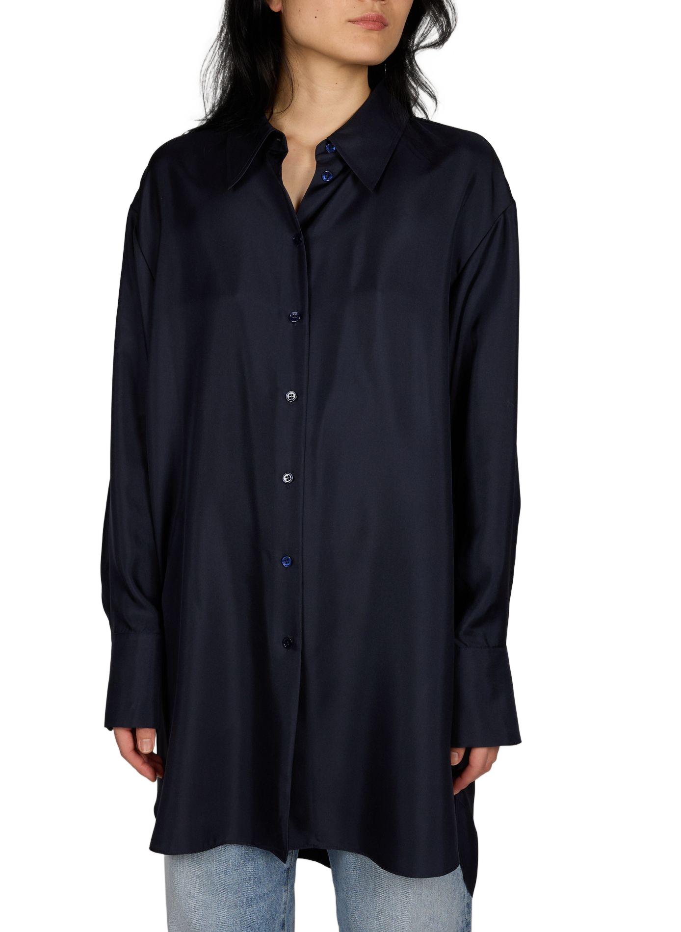 Flowy silk long shirt Blue ROHE FRAMES