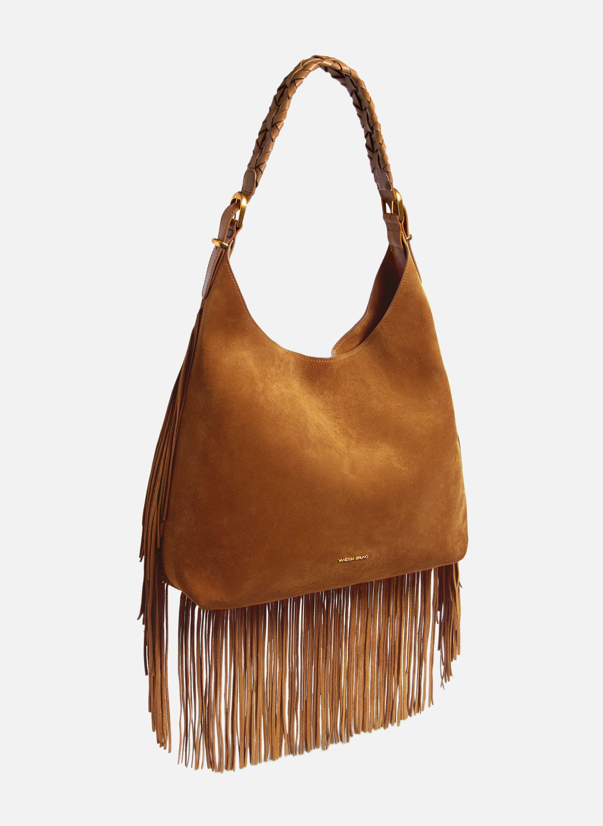 Grand sac hobo jess en cuir velours VANESSA BRUNO Marron