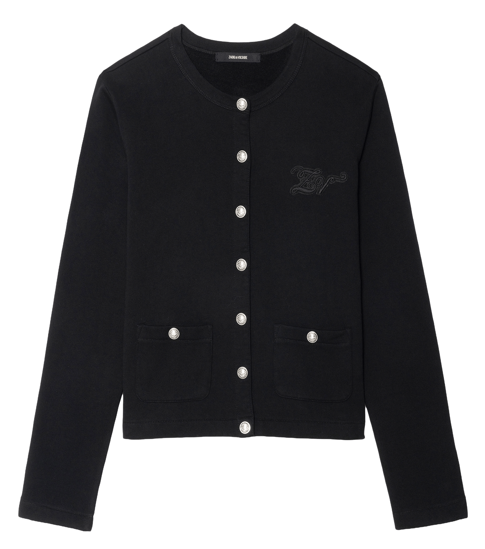 Cardigan boutonné uni en coton bio cama ZADIG&VOLTAIRE Noir