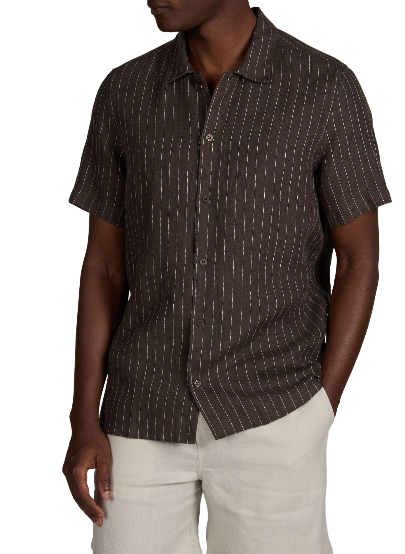 Chemise col classique en lin SAMSOE SAMSOE Noir