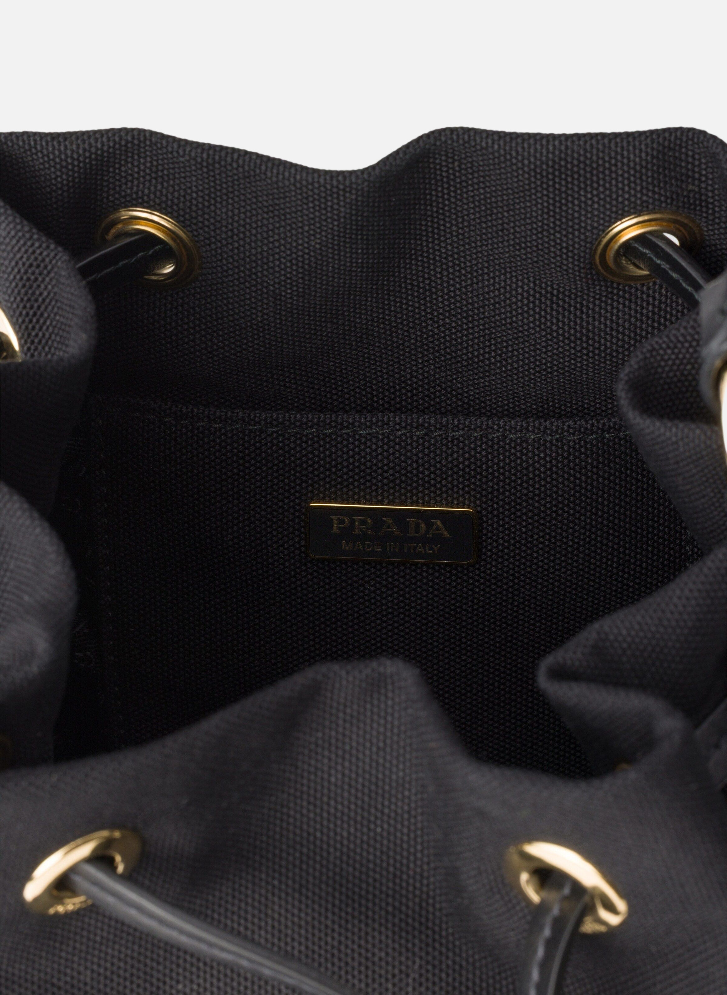 Sac seau en toile et osier PRADA Beige