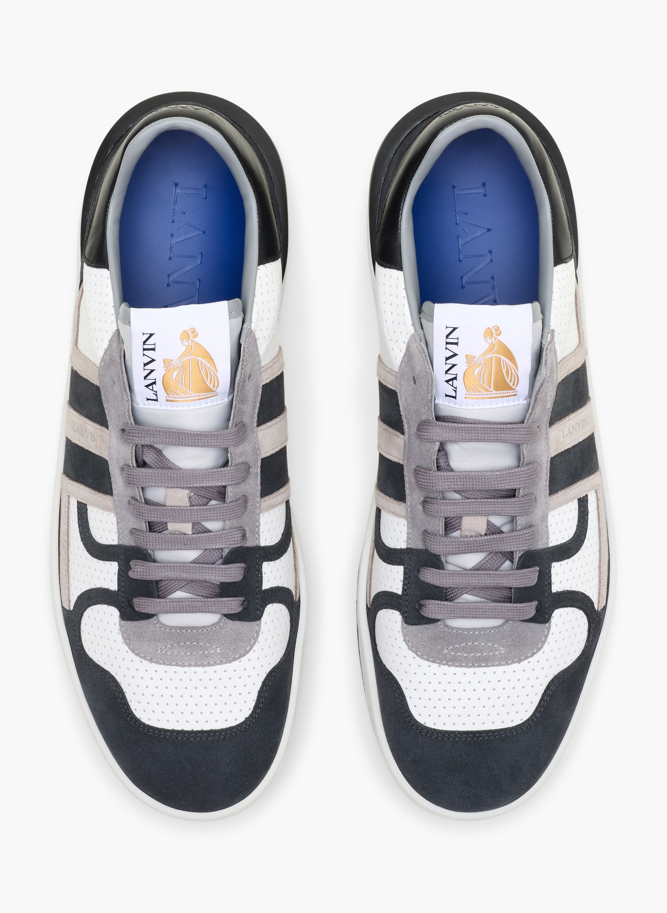 Sneakers clay en cuir perforé et suède LANVIN Noir