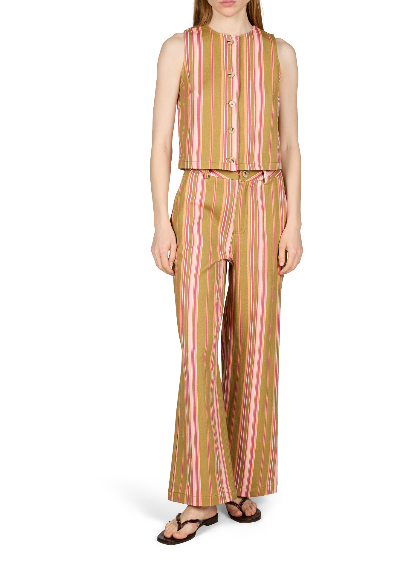 Sleeveless Striped Cotton Cloud Vest GARANCE Multicolour