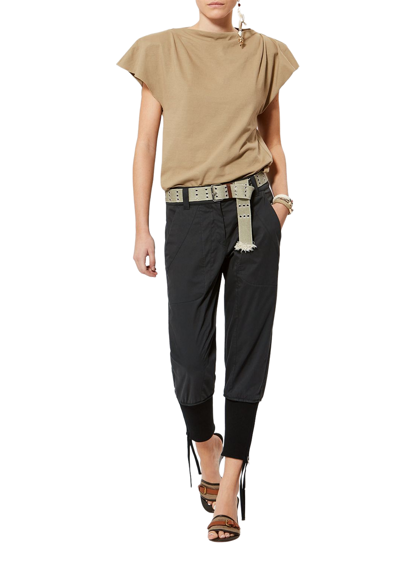 JODELA Straight Satin Cropped Pants ISABEL MARANT Black