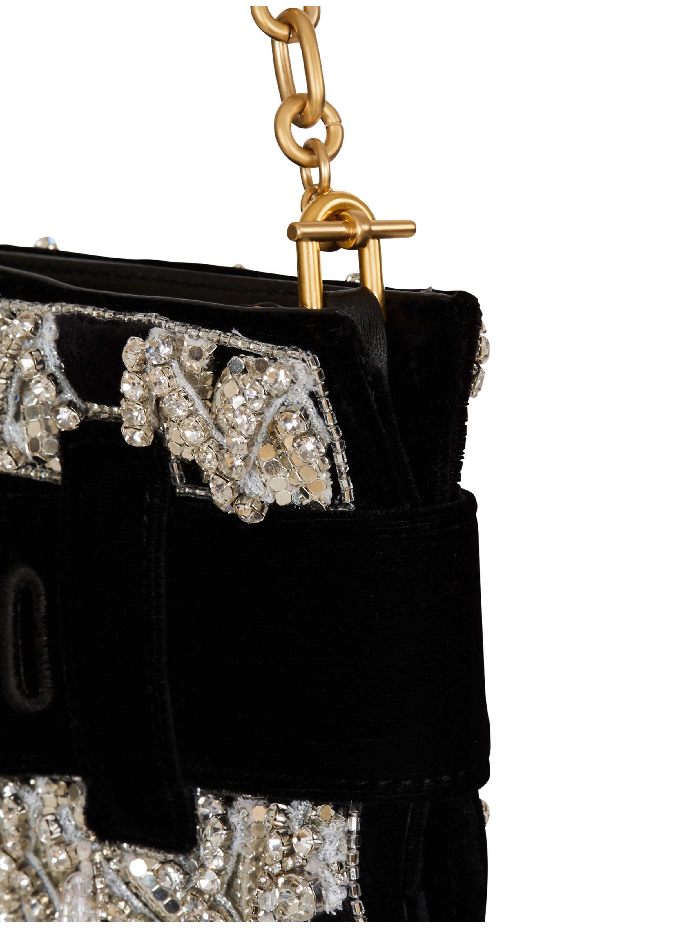 Pochette anthem en velours brodé BALMAIN Noir