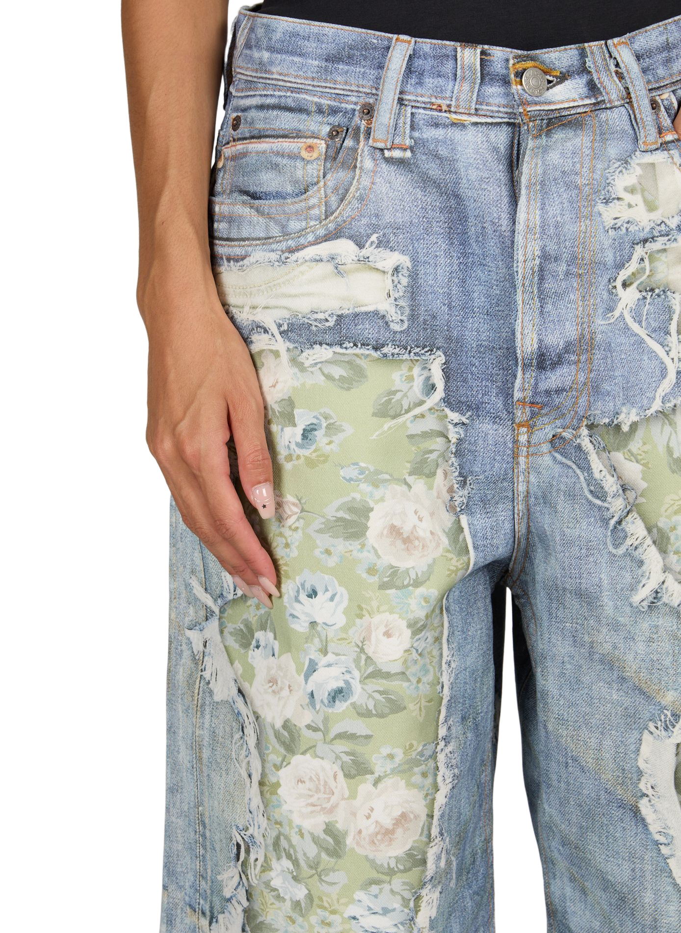 Bermuda in denim con motivo in cotone ACNE STUDIOS Blu