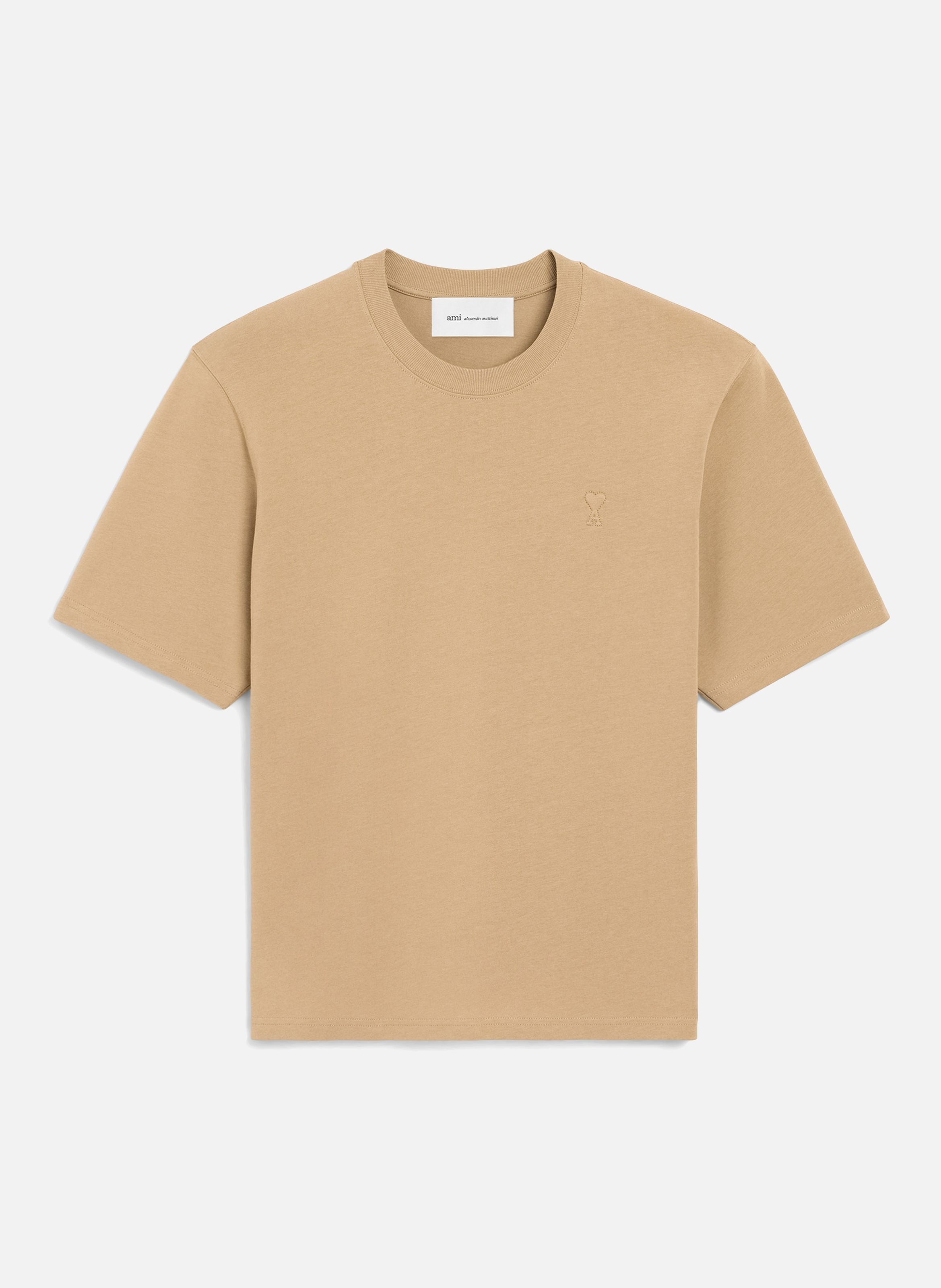 T-shirt unisexe en coton ami de coeur embossé AMI PARIS Beige